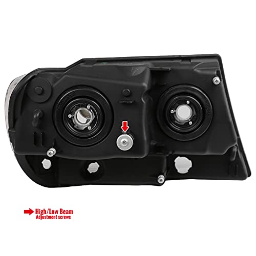 Jeep Grand Cherokee Headlights (1999-2004) - Black Replacement Headlamp Assembly Pair (Left + Right) for Improved Night Visibility & Off-Road Driving