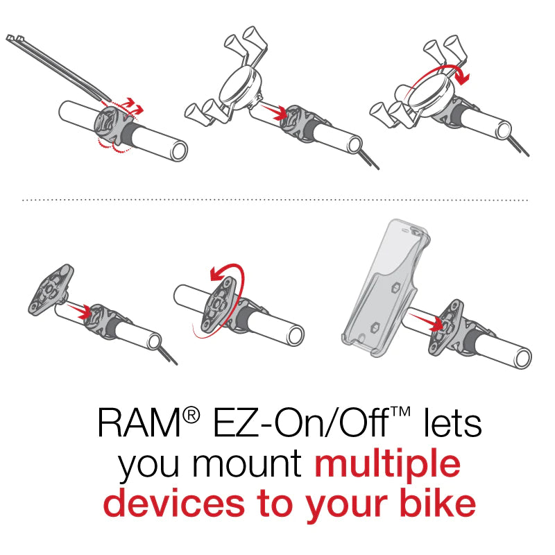 RAM EZ ON/OFF™ Universal Bike Mount with X-Grip® Phone Holder - Compatible with Smartphones & GPS Devices - Perfect for Cycling, Commuting & Outdoor Adventures (RAP-274-1-UN7U)