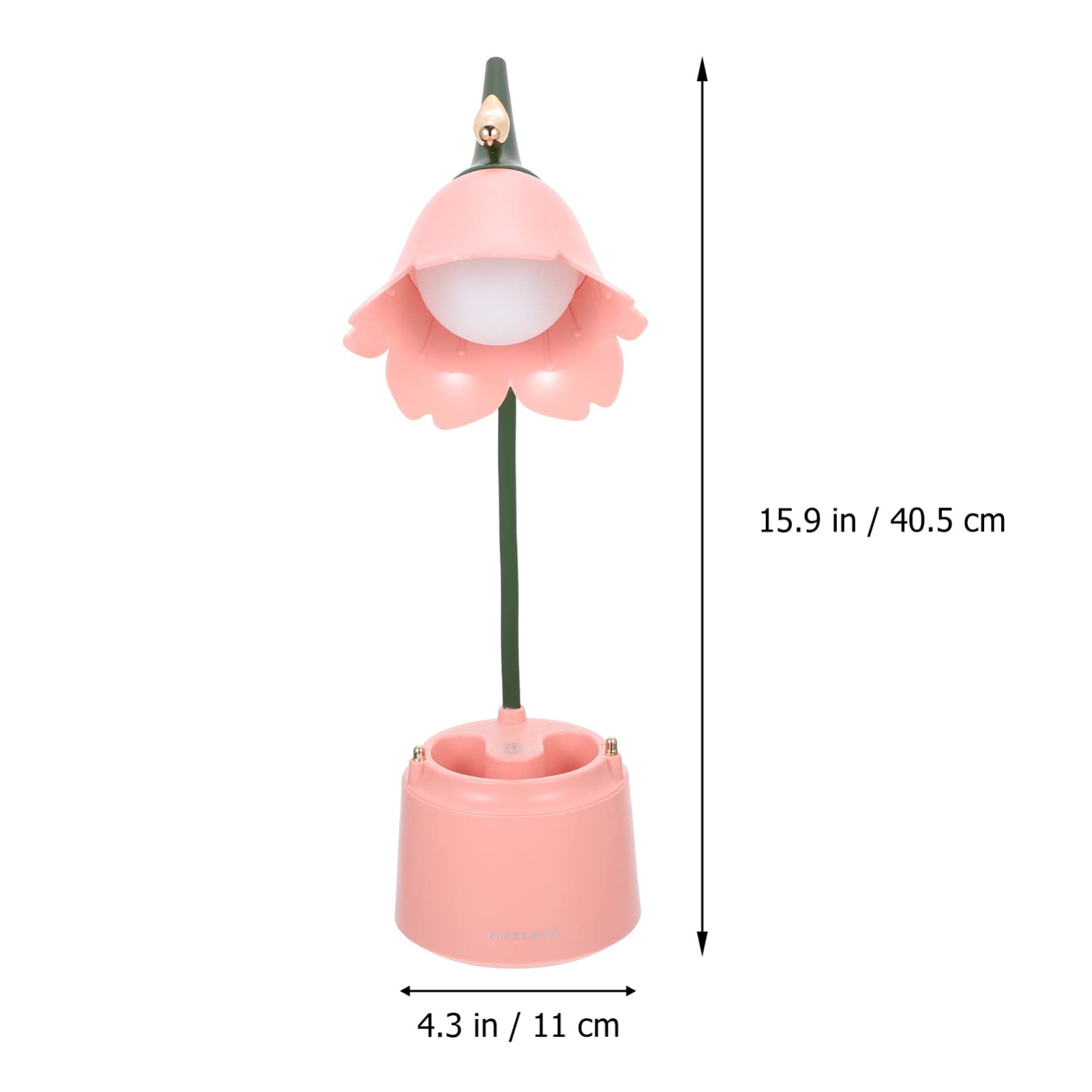 Uonlytech Pink Flower LED Desk Lamp - Flexible Gooseneck Eye-Caring Reading Light with USB Rechargeable & Stepless Dimming - Perfect for Dorm, Office, Study Room & Nightstand