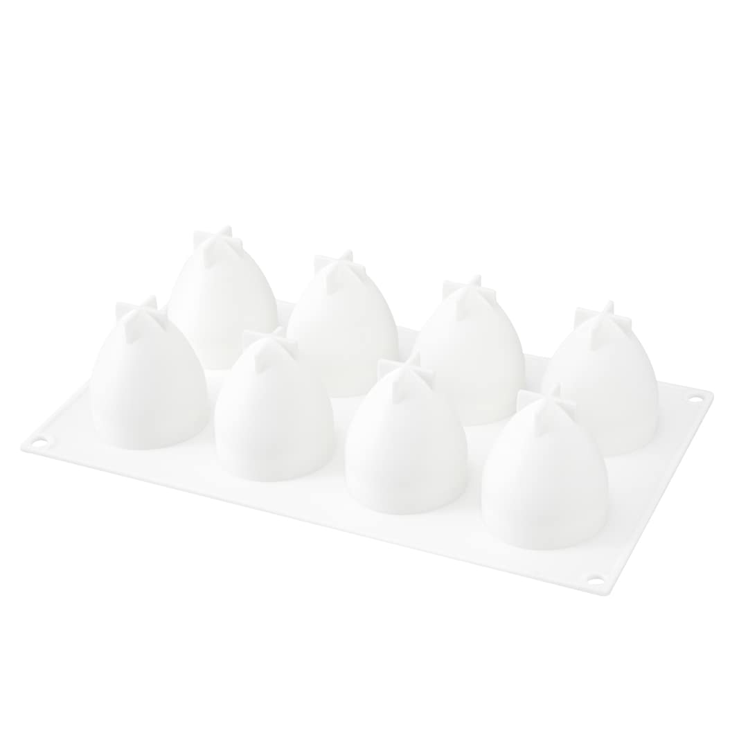 Restaurantware - 8 Cavity Strawberry Silicone Mold Set for Baking, Freezing & Candy Making | Flexible, Non-Stick, Oven-Safe Pastry Molds | Perfect for Cupcakes, Chocolates & DIY Desserts | 10-Pack White Silicone Fruit Molds with Easy Release