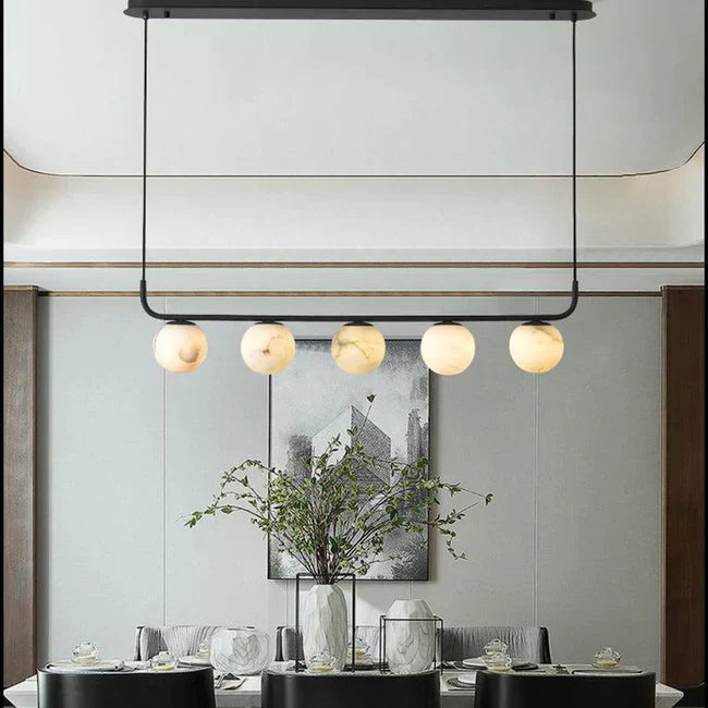Merlin Amaris Alabaster Global Kitchen Island Pendant Light Fixture - 5-Light Modern Chandelier for Dining Room, Kitchen Counter & Breakfast Bar Lighting