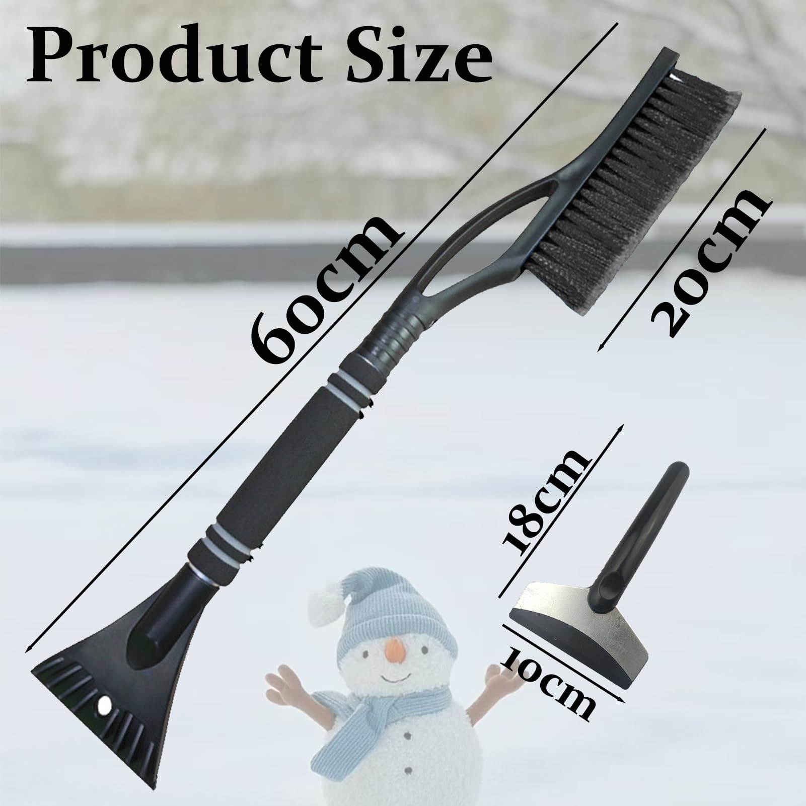 Huiyuenuo 2-in-1 Car Ice Scraper and Snow Brush with Broom - Heavy Duty Windshield Snow Removal Tool for Winter Car Cleaning (Perfect for Trucks, SUVs and Sedans)