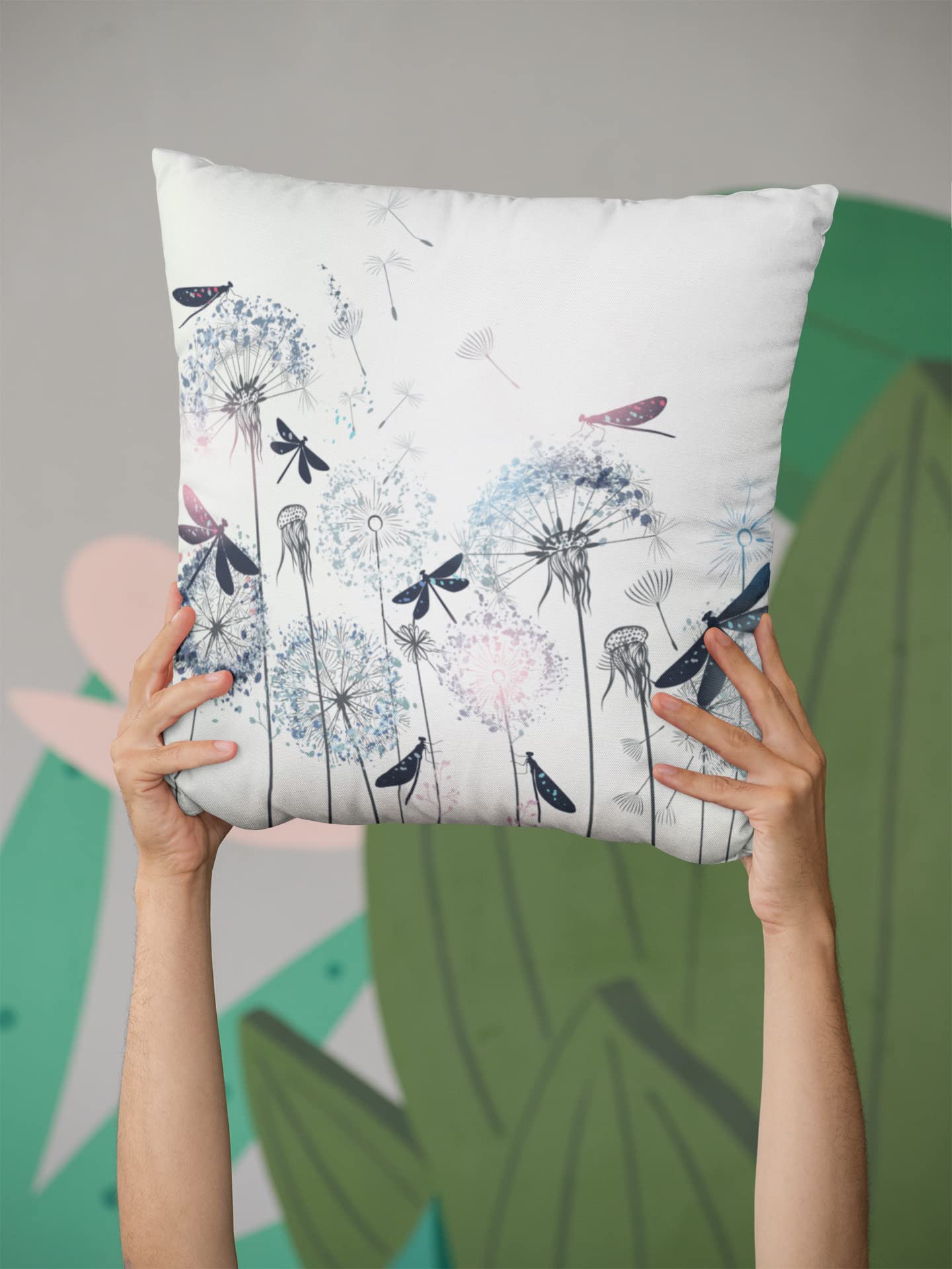 Elegant Dragonfly Decorative Throw Pillow Covers 18x18 Inch - Square Cushion Covers for Sofa, Couch, Bedroom & Patio - Soft Home Decor Accent Pillow Cases for Living Room, Outdoor & Indoor Use