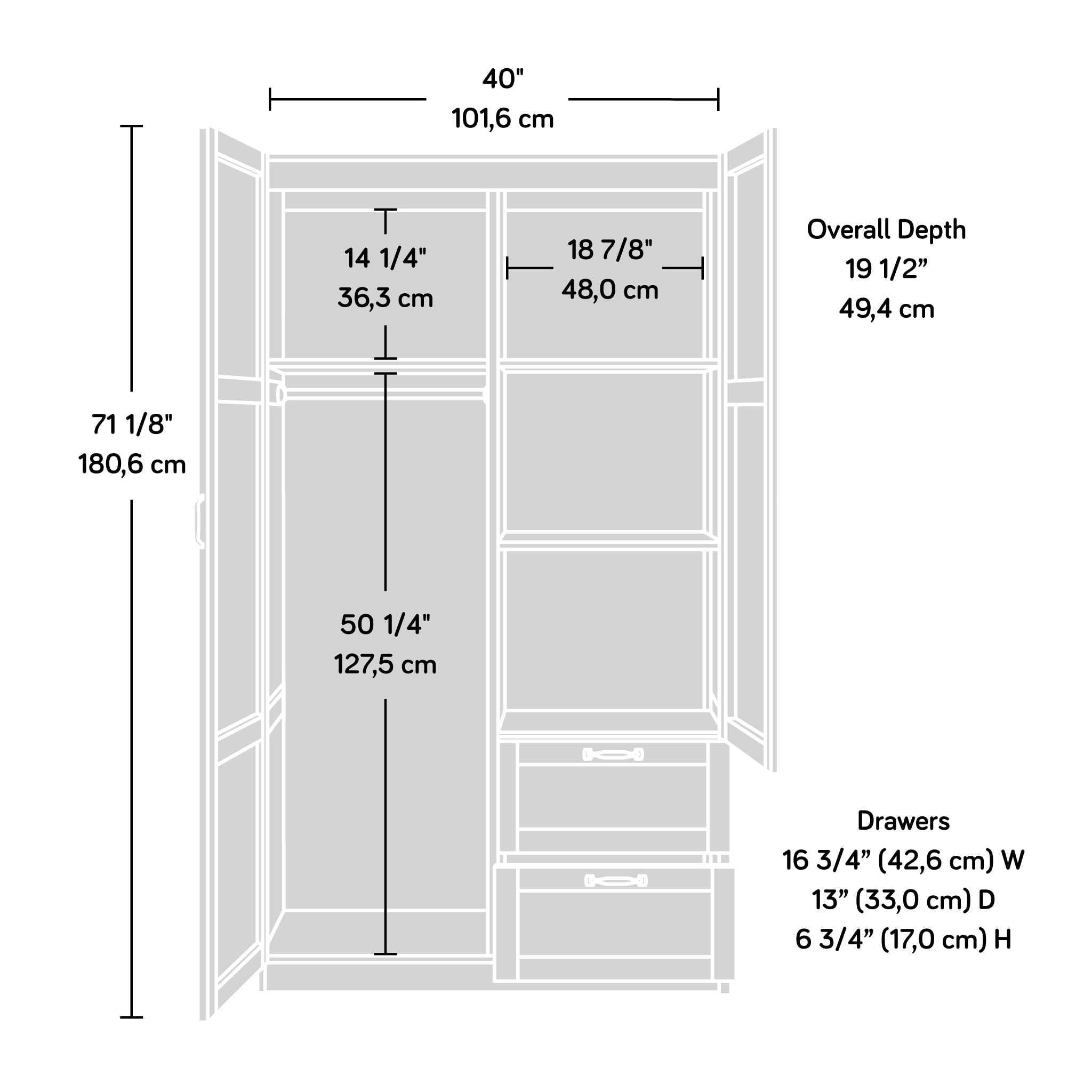 Sauder Reclaimed Pine Storage Wardrobe Cabinet - Pantry Organizer, Closet Storage Solution for Bedroom, Kitchen, and Home Organization