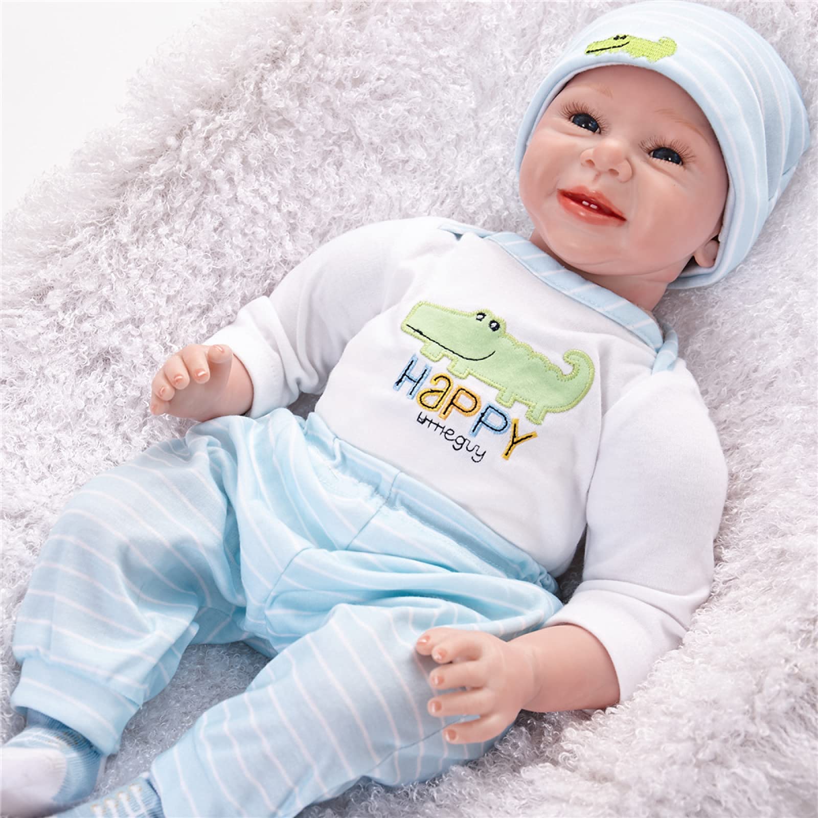 22inch Lifelike Baby Doll - 55cm Realistic Silicone Baby Doll with Can't Wink Feature - Perfect Gift for Kids Ages 3-10 - Great for Role Play, Pretend Play & Childhood Development