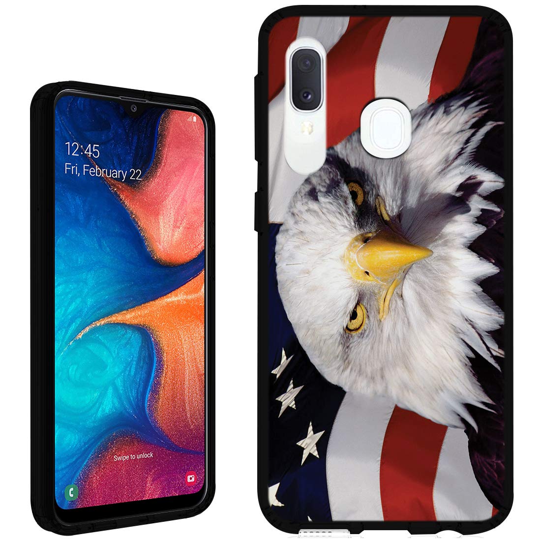 USA Flag Eagle Black TPU Phone Case - Slim Flexible Protective Cover for Samsung Galaxy A20 & A50 - Perfect for Everyday Use & Patriotic Style