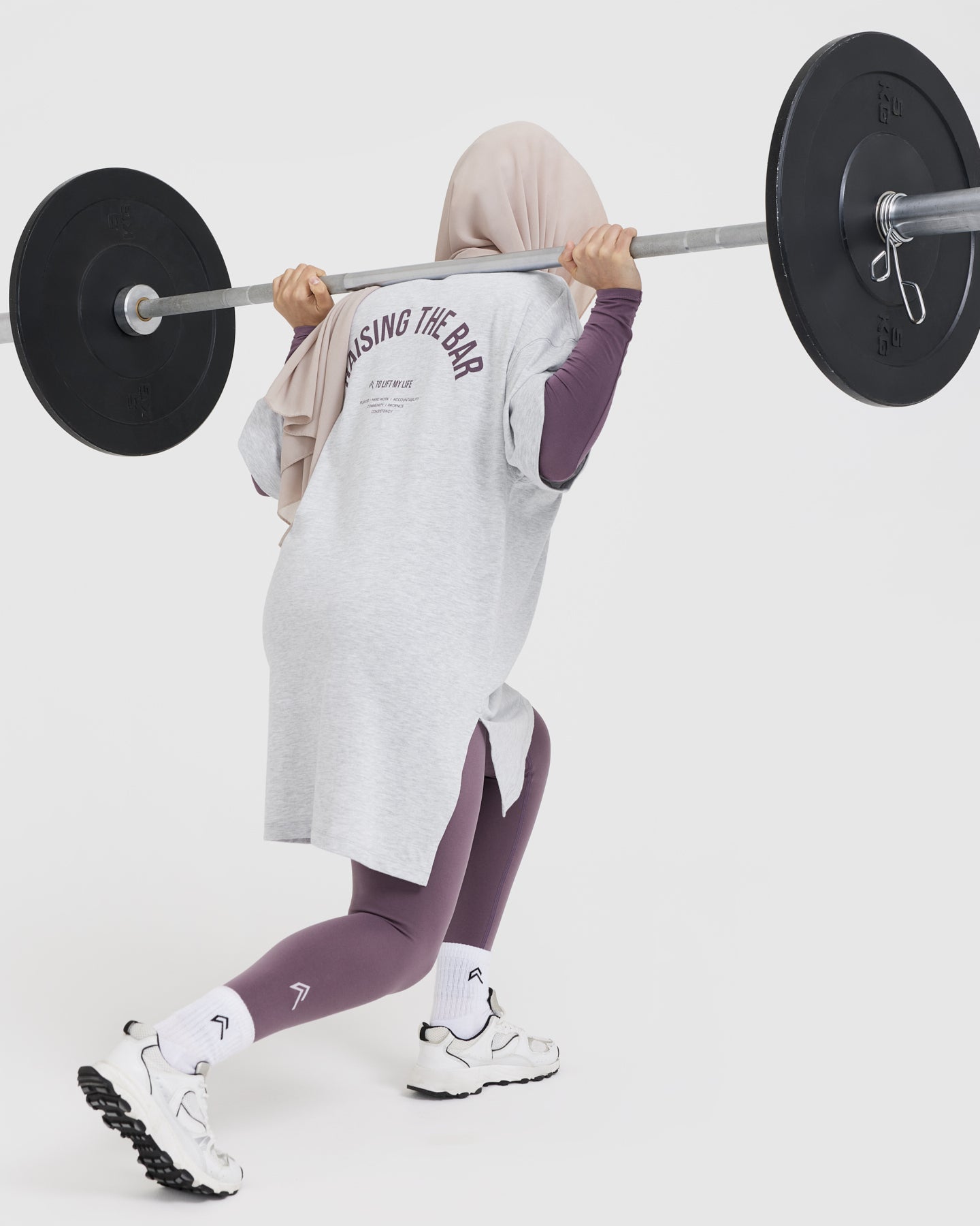 Raising The Bar Graphic Longline T-Shirt for Men | Light Grey Marl | Casual Streetwear & Everyday Outfit Essential