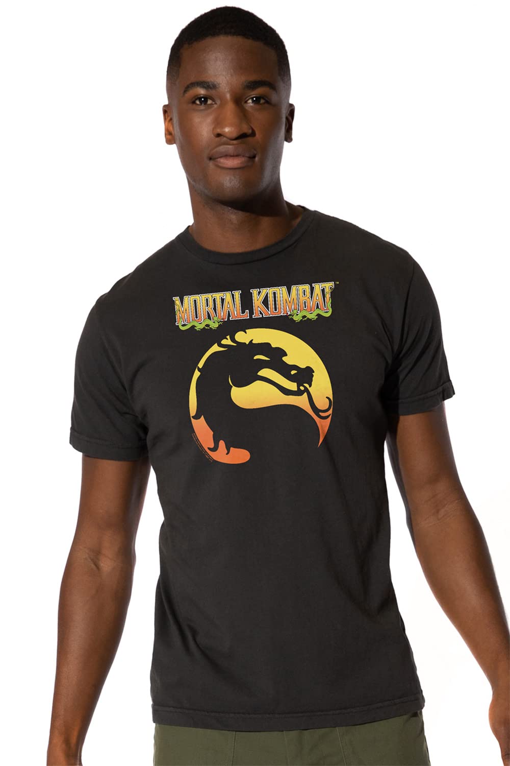 Mortal Kombat Klassic Logo T-Shirt for Men - Officially Licensed Short Sleeve Cotton Tee - Gaming, Cosplay & Casual Wear