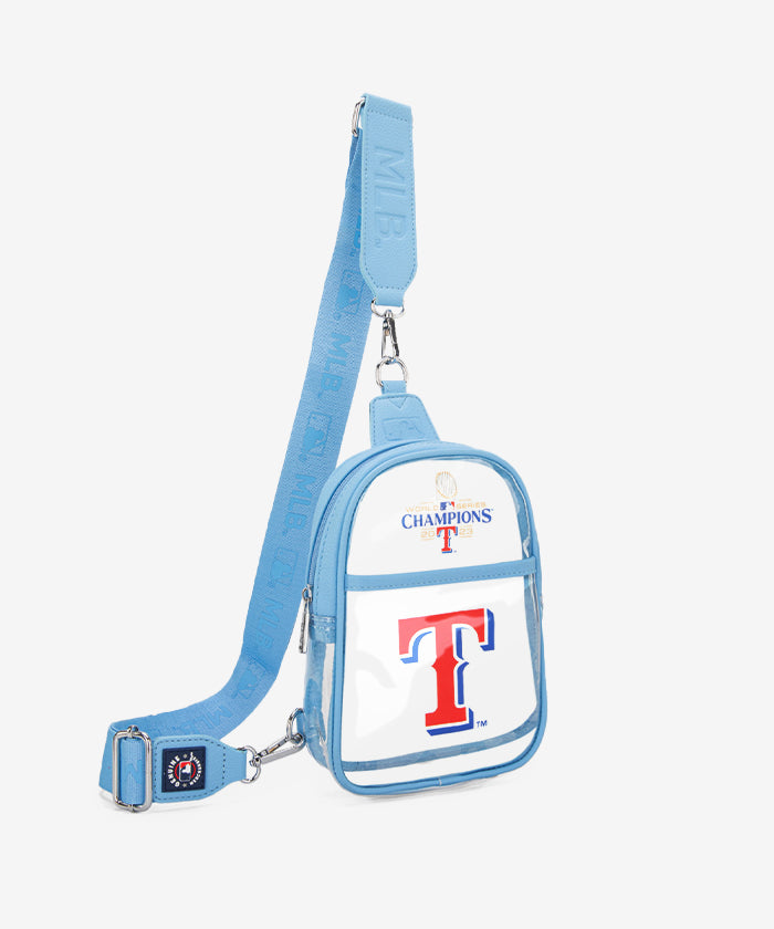 MLB Texas Rangers Clear Mini Sling Stadium Bag - Lightweight Crossbody Purse for Baseball Games, Concerts & Travel - Approved Clear Bag for Stadium Security