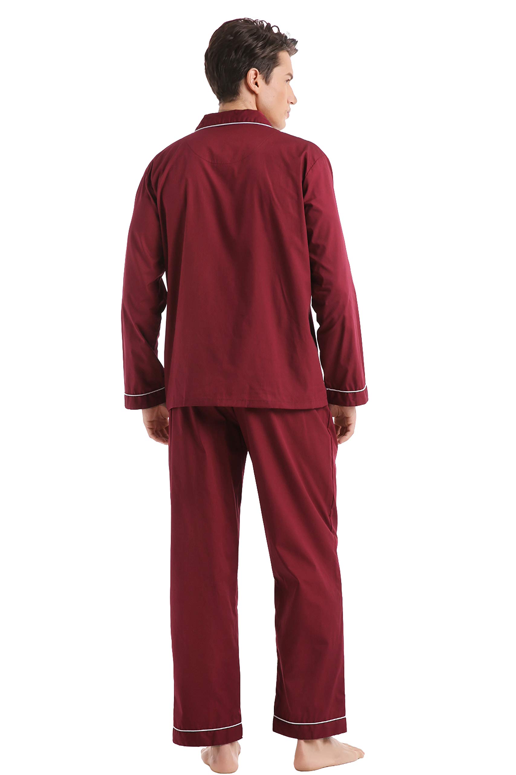 Comfortable Men's Cotton Pajama Set - Long Sleeve Button Down Sleepwear for Relaxing at Home & Lounging | Soft Woven Fabric for All Seasons
