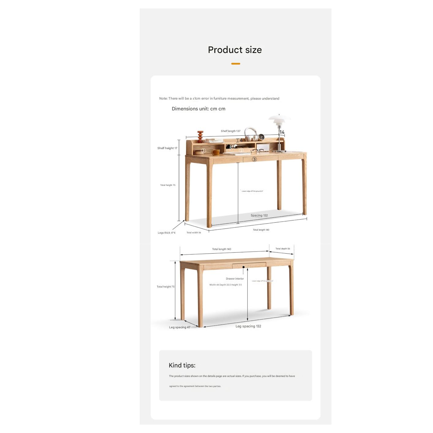 Premium Solid Oak Wood Office Desk - Modern Nordic Style Writing Table for Home & Workspace - Perfect for Remote Work, Study & Office Decor