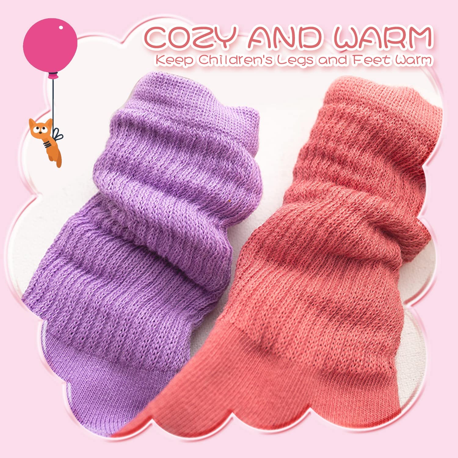 DOOVID Toddler Knee High Socks - Soft Cotton Crew Socks for Boys & Girls (3-Pack) - Non-Slip Slouch Socks for Playtime, School & Everyday Wear