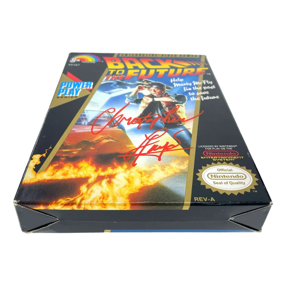 Christopher Lloyd Autographed Back to the Future Nintendo NES Video Game Box with JSA COA - Perfect for Movie Memorabilia Collectors and Retro Gaming Enthusiasts