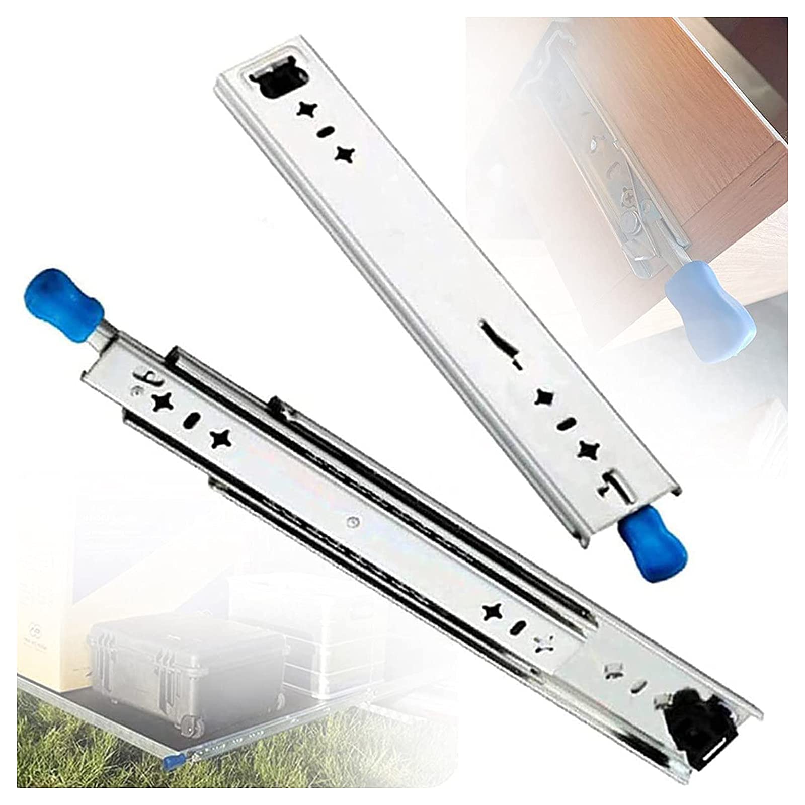 Heavy Duty Full Extension Drawer Slides 50 Inch (1250mm) - Telescopic Runners with Lock for Cabinets & Furniture, 120kg Bearing Capacity (1 Pair) - Perfect for Kitchen, Office & Garage Storage Organization