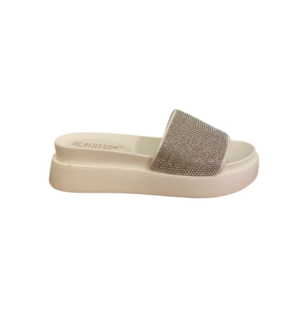 Darcy Shimmer Slide Sandals for Women - Glitter Summer Beach Slides with Comfortable Cushion - Perfect for Pool, Vacation, and Casual Outfits
