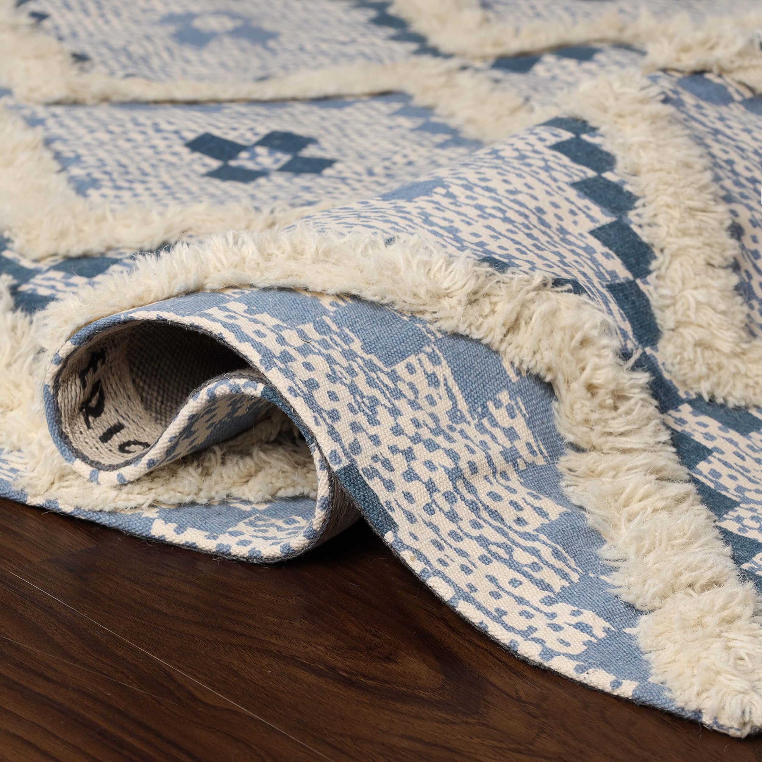 Premium Hand-Tufted Indoor Area Rug - 6' x 9' Modern Printed Carpet for Bedroom & Living Room Decor | Cerulean-Dark Denim Design | Soft & Durable Floor Mat for Home Aesthetic, Cozy Spaces & Interior Design Projects