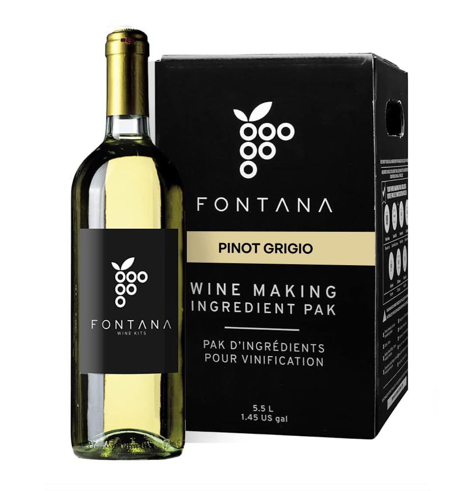 Fontana Italian Pinot Grigio Wine Making Kit - 6 Gallon DIY Home Brew Supplies (Makes 30 Bottles) - Perfect for Beginners & Wine Enthusiasts | Great for Parties, Gifts & Special Occasions