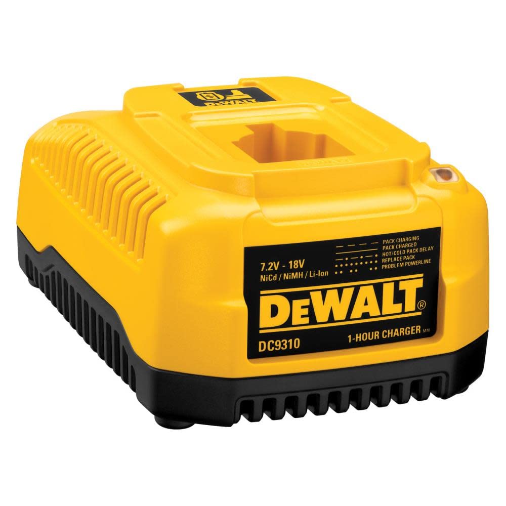 DEWALT DC9310 1-Hour Fast Charger for 7.2V-18V Cordless Power Tool Batteries - Perfect for Drills, Saws & Other DEWALT Tools