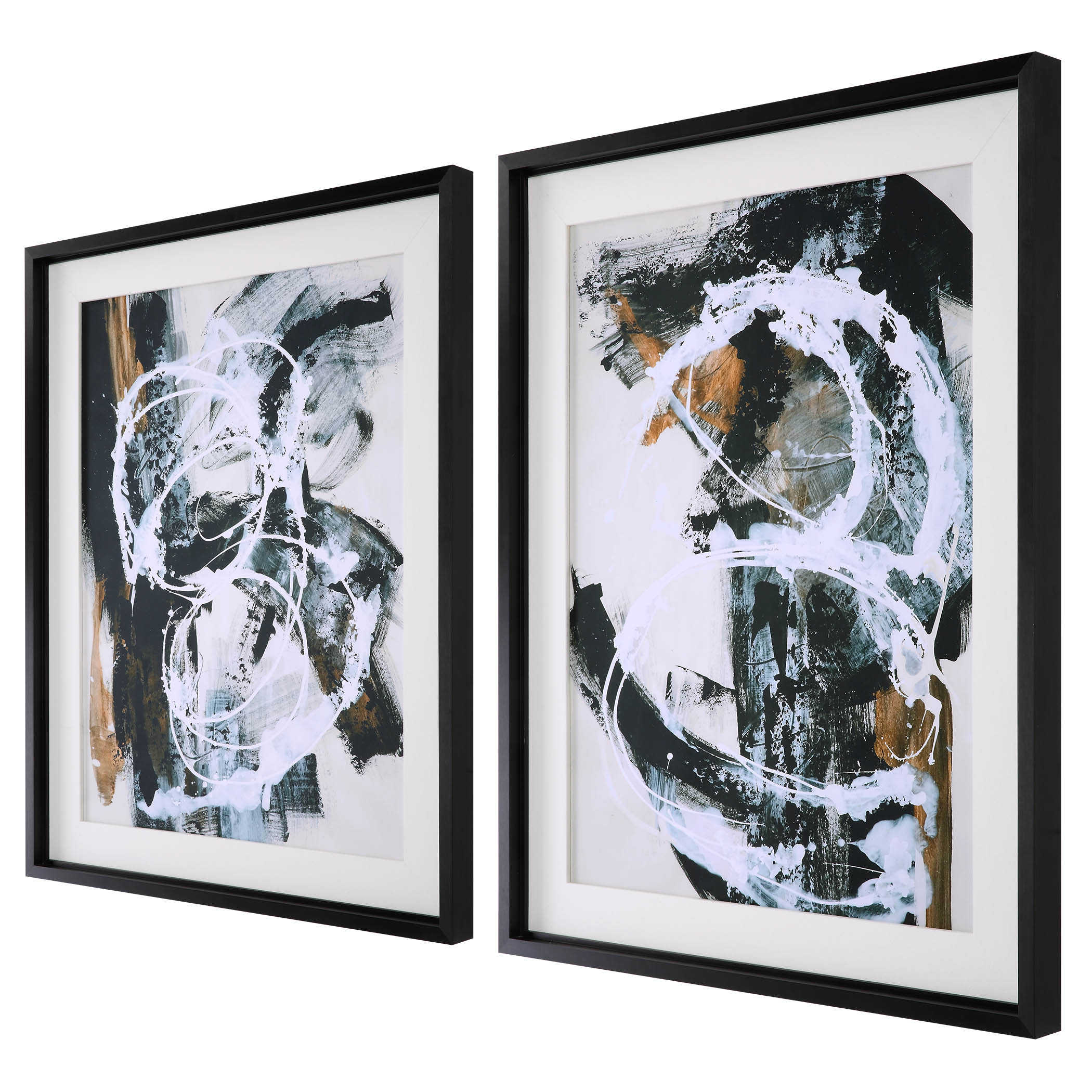 Neutral Abstract Art Set of 2 - Modern Minimalist Wall Decor | Affordable Framed Canvas Prints for Living Room, Bedroom & Office Decor