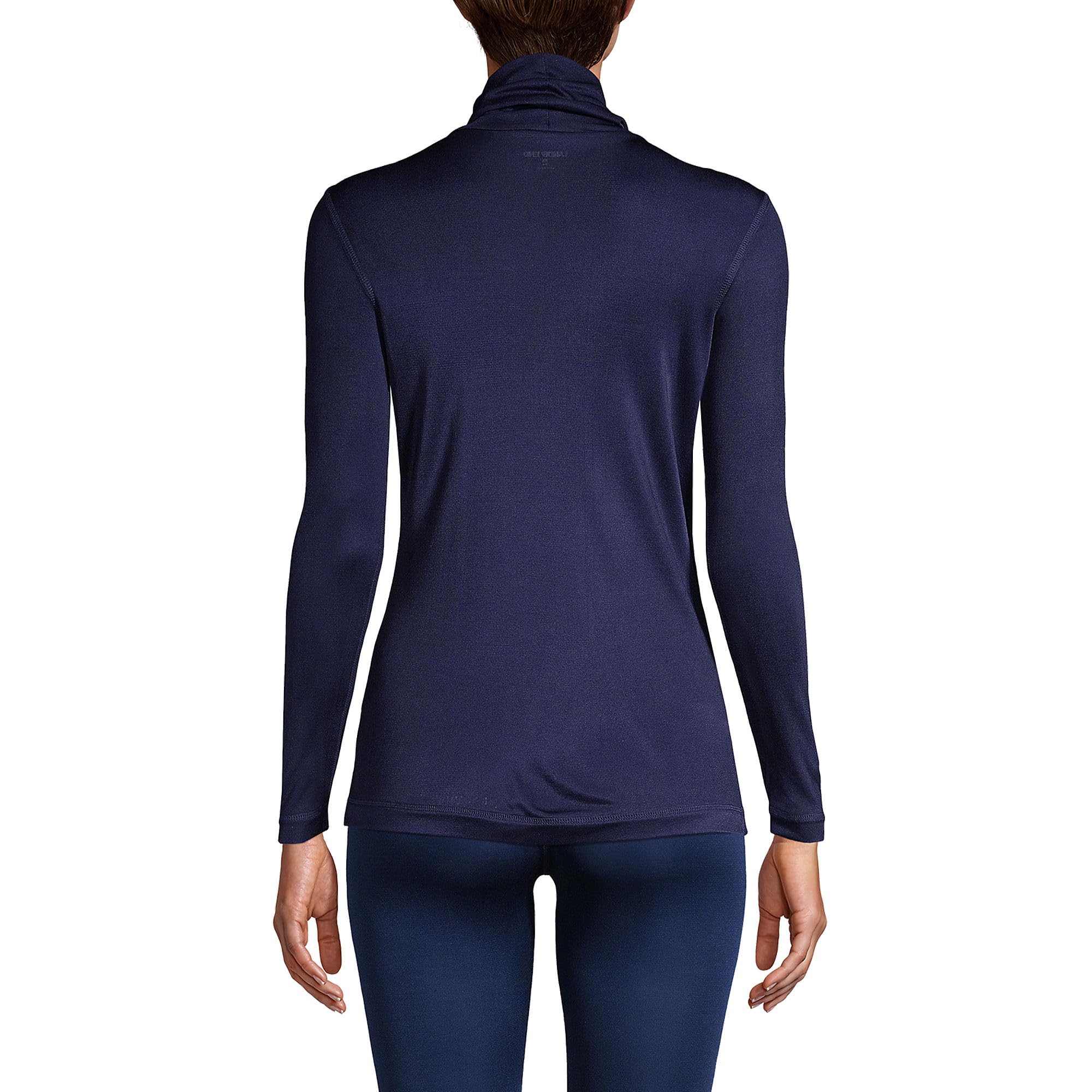 Lands' End Women's Silk Interlock Turtleneck Long Underwear Top - Soft Thermal Base Layer for Cold Weather, Layering & Outdoor Activities