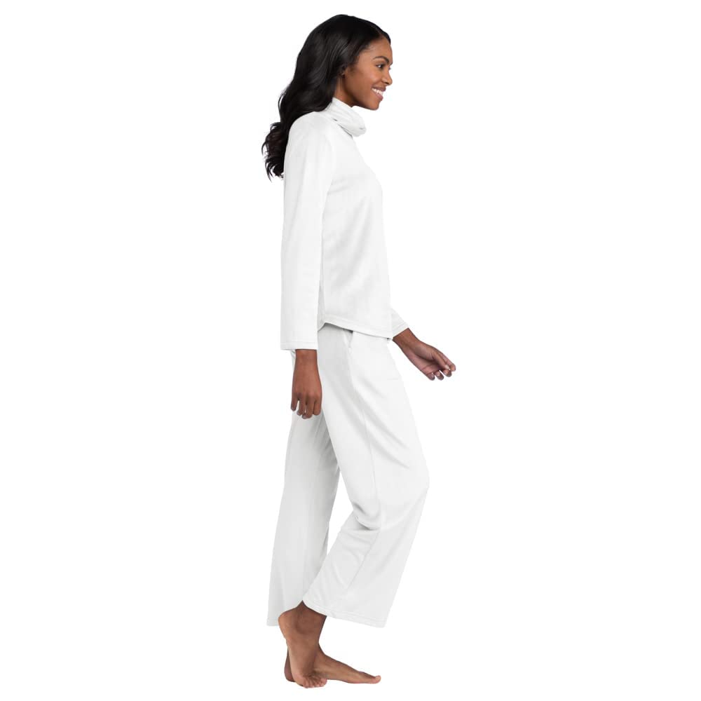 Softies Feather Velour Funnel Neck Lounge Set for Women - Cozy Two-Piece Pajama Set with Long Sleeve Top & Pants - Perfect for Home Relaxation, Lounging & Sleepwear