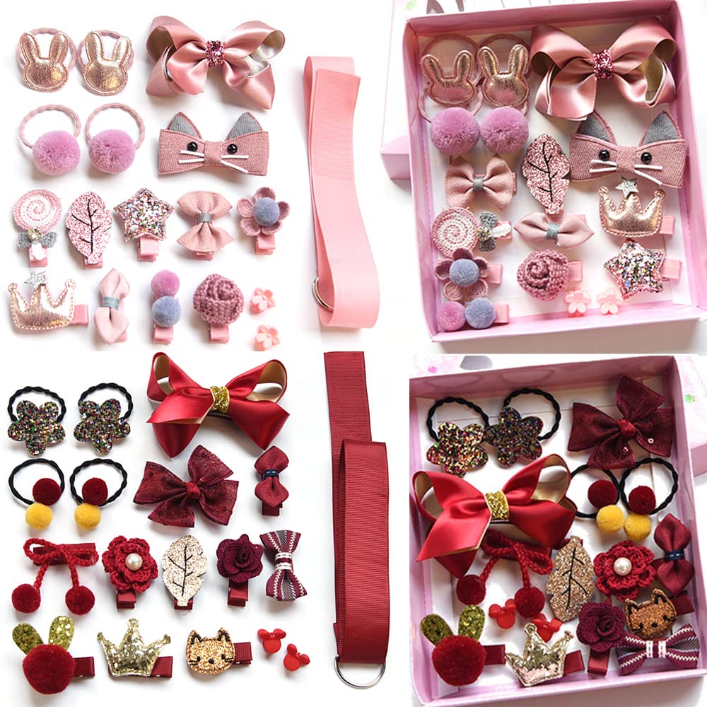 36 Pack Cute Baby Girls Hair Clips & Bows Set - Elastic Hair Bobbles, Ponytail Holders, Hair Pins for Toddlers, Teens & Kids - Perfect for School, Parties & Daily Hair Styling
