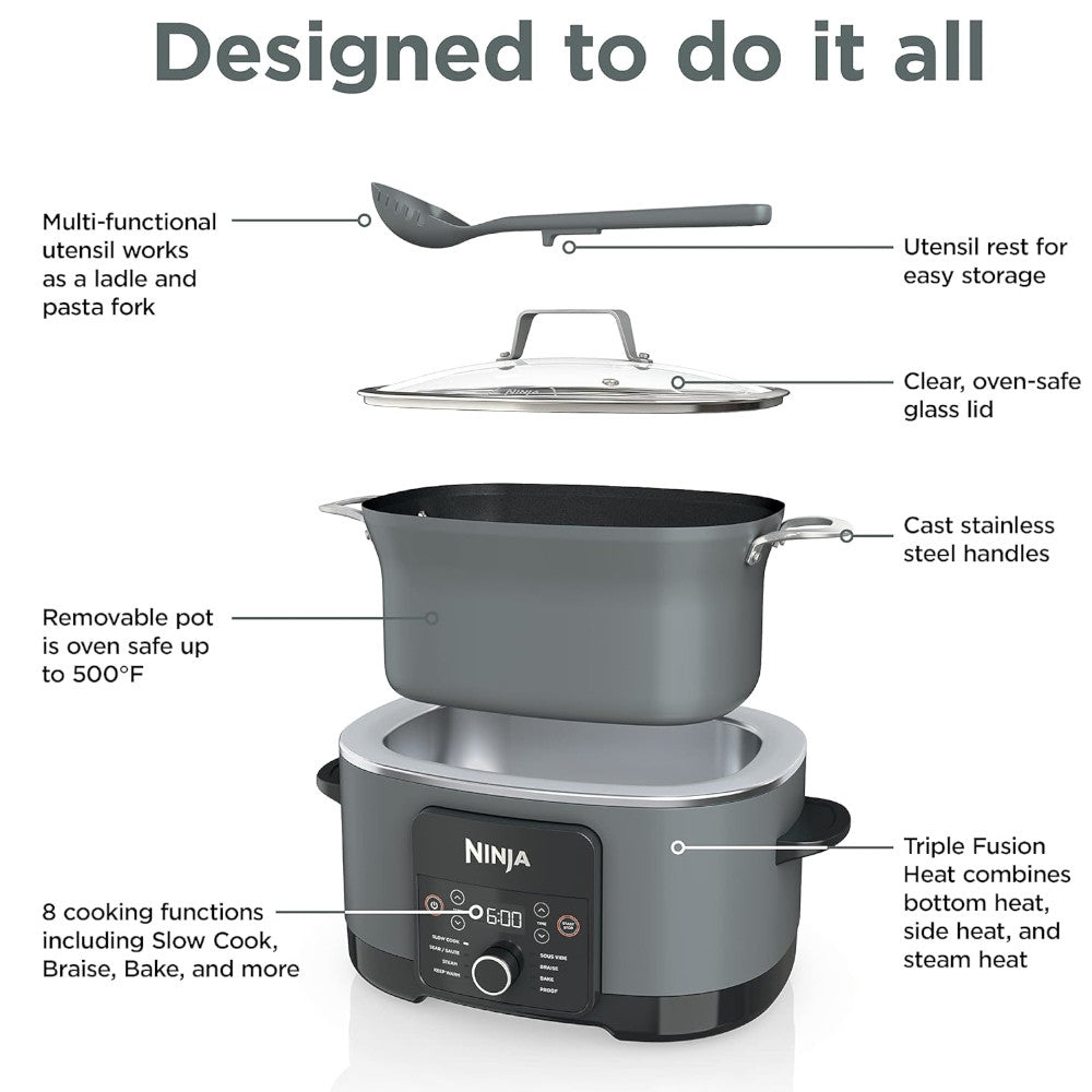 Ninja MC1001 Foodi PossibleCooker PRO 8.5 Quart Multi-Cooker Pressure Cooker with Home Essentials Warranty - Perfect for Family Dinners, Meal Prep & Fast Cooking