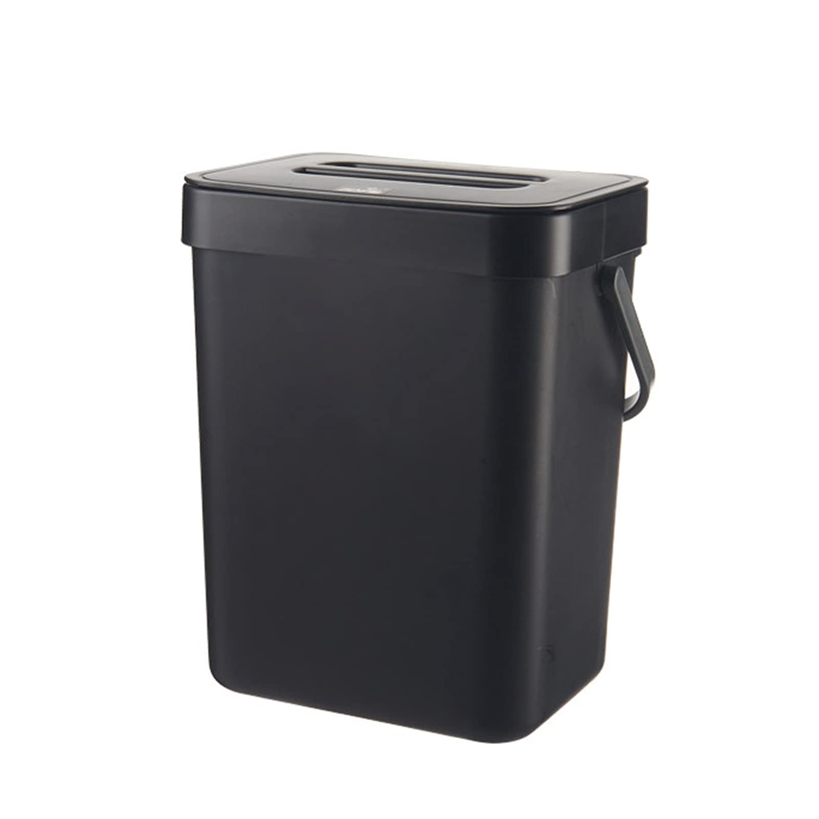 Stainless Steel Hanging Trash Can with Push-Top Lid - Automatic Return Kitchen Waste Bin for Fruits, Vegetables, Peels & Household Cleaning - Space Saving Under Cabinet Design (Black) - Perfect for Small Kitchens, RVs & Apartments