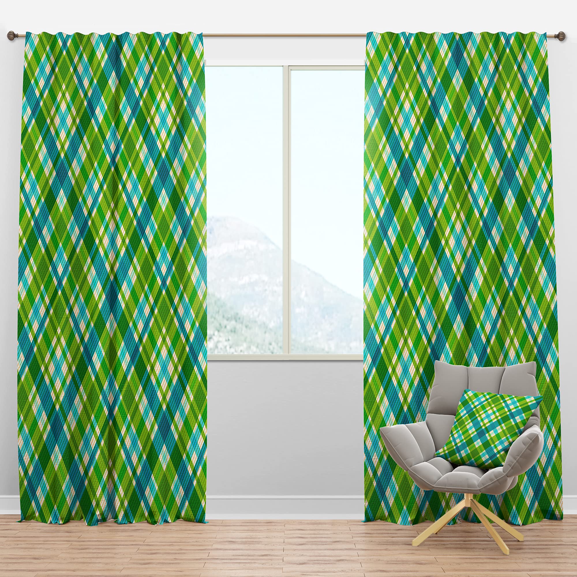 DesignQ Blackout Curtains 'Tartan Geometrical Texture II' - Thermal Insulated Single Panel (52x108 inches) for Bedroom & Living Room - Noise Reducing & Energy Saving Window Treatment for Home Decor