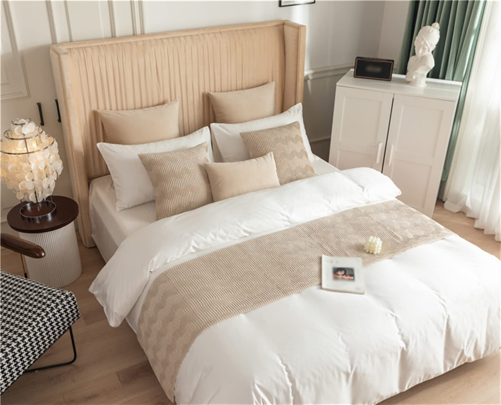Quilted Fleece Bed Runner - Solid Beige Bed Throw for Twin/Twin XL Beds | Soft Foot of Bed Cover & Bed Scarf Protector | Perfect for Bedroom Decor & Hotel Use