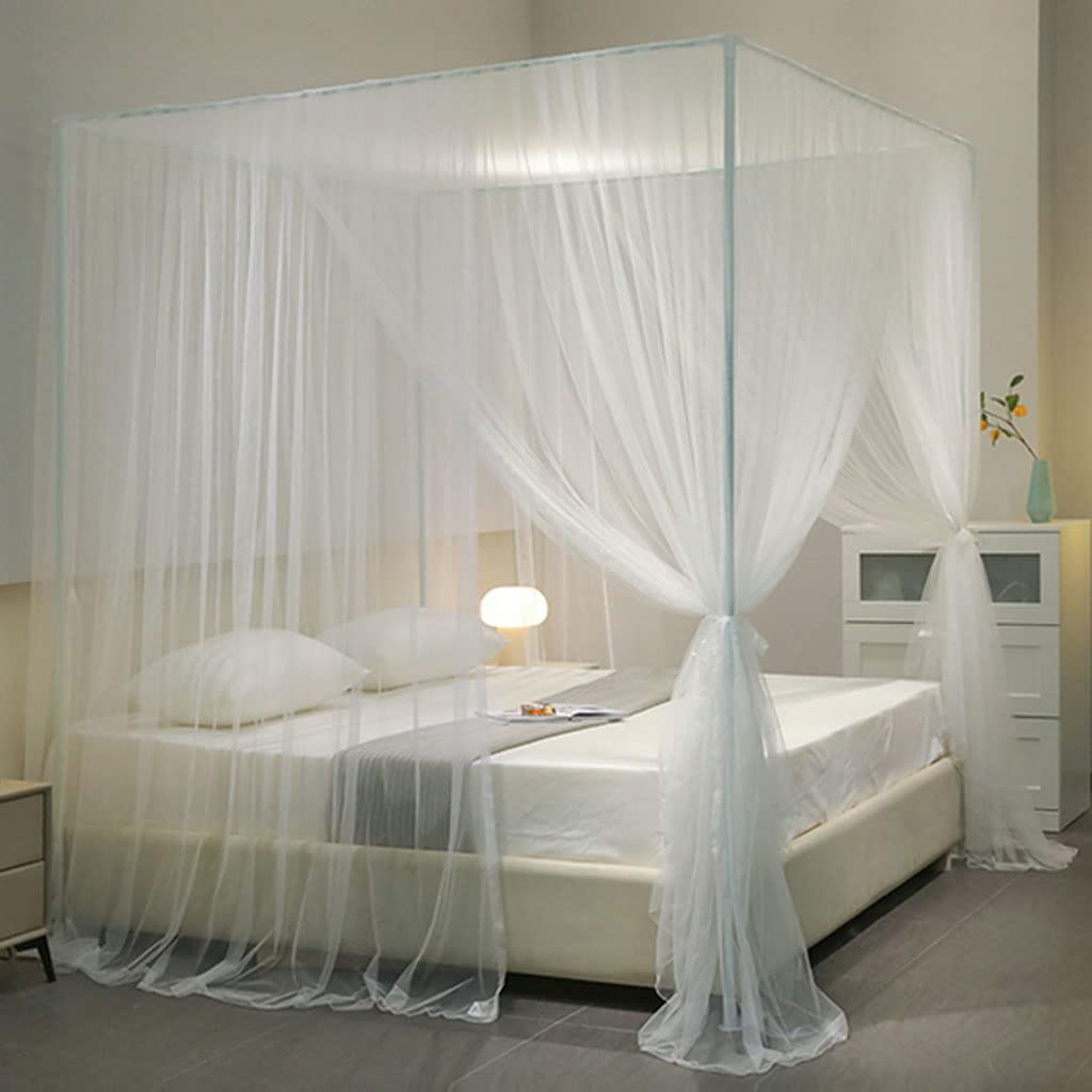 SCMTY 4-Post Bed Canopy with Mosquito Net - Elegant Princess Style Bedroom Decor for Girls & Adults - Fits Twin/Full/Queen/King Size Beds (White, Twin) - Perfect for Romantic Bedrooms, Nursery Decor & Mosquito Protection