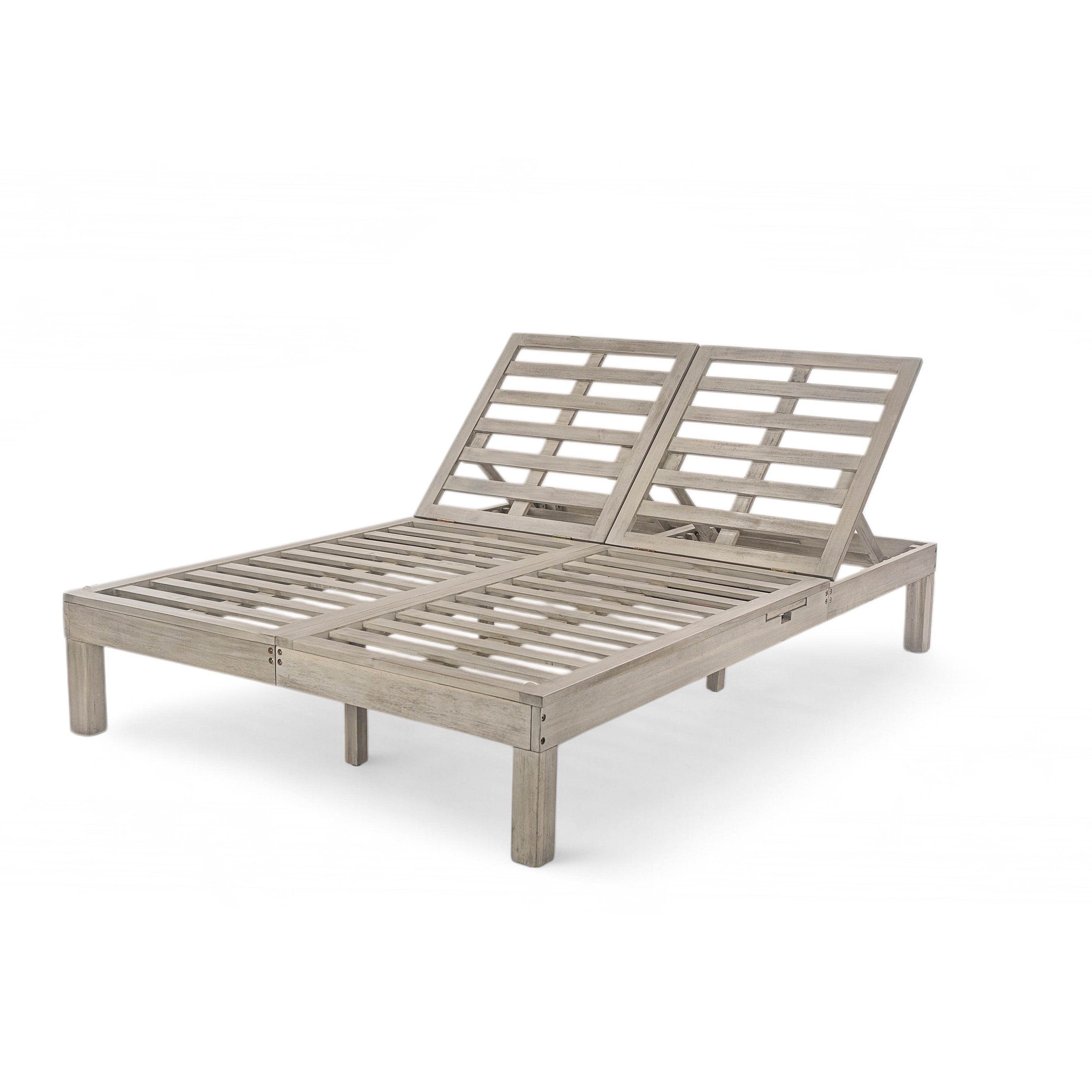 5-Position Adjustable Backrest Outdoor Chaise Lounge Daybed with Cushion & Folding Side Trays - Patio Poolside Garden Furniture for 2 People - Perfect for Sunbathing, Relaxing by the Pool or Backyard Lounging