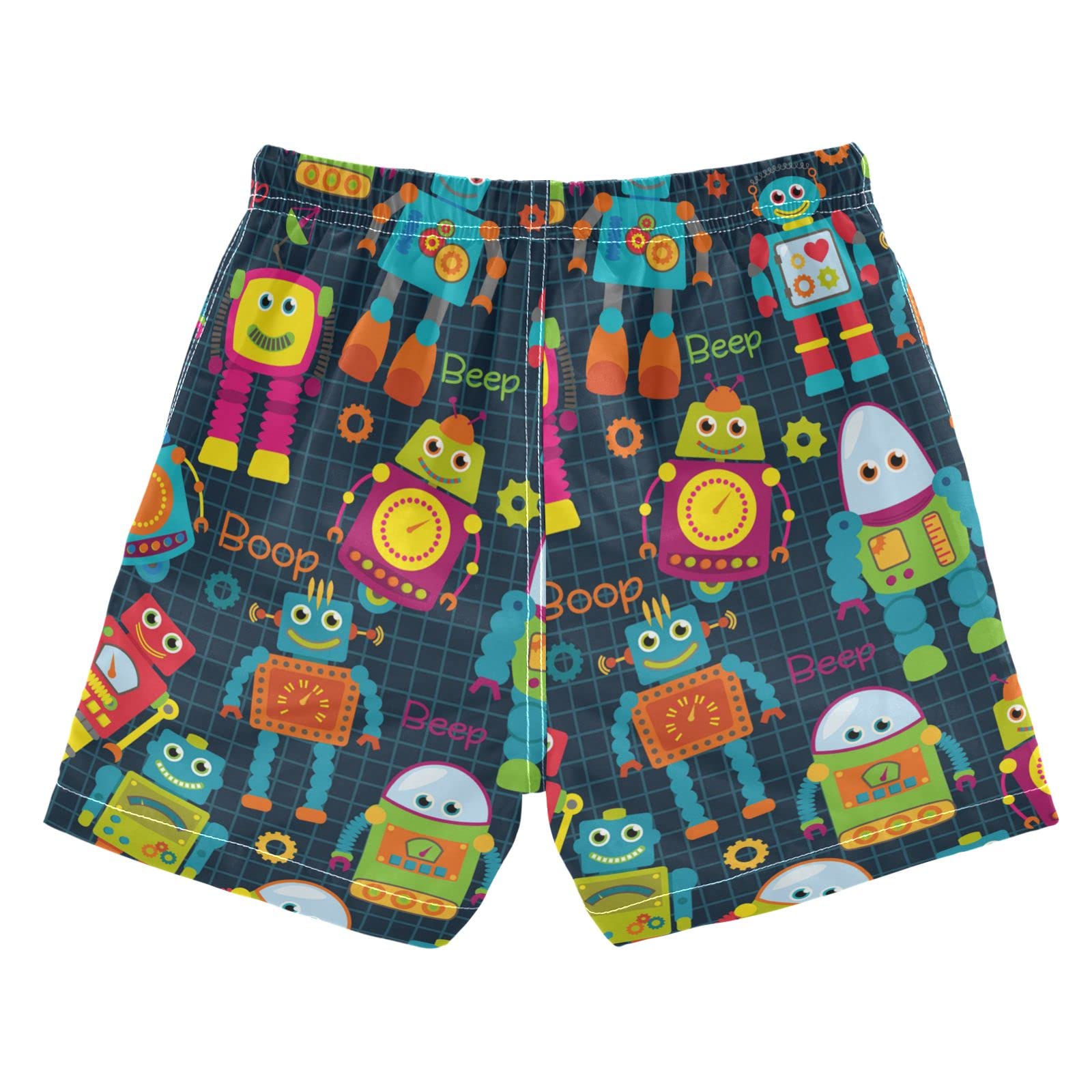 **Susiyo Cute Cartoon Robot Boys' Swim Trunks - Quick Dry Swim Shorts for Toddler Boys, Beach Bathing Suits & Swimwear - Perfect for Pool, Beach, and Summer Water Play**
