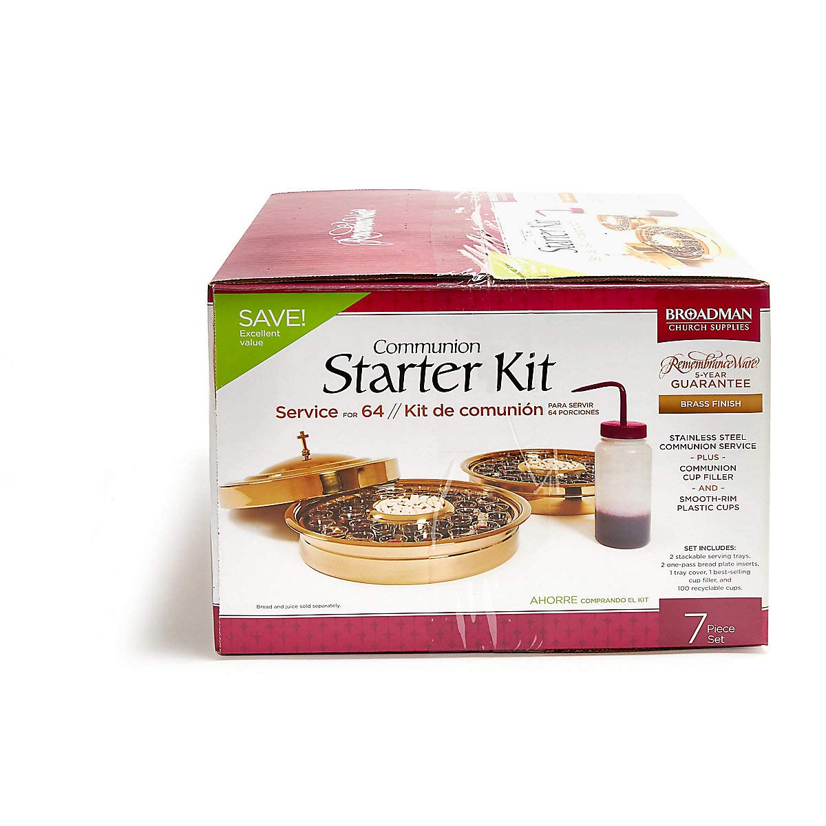 Broadman Church Supplies RemembranceWare Communion Starter Kit - Brass Plated Set for Holy Communion, Baptism & Church Services - Perfect for Churches, Chapels & Home Worship