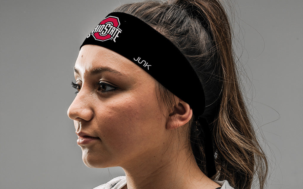 Ohio State Buckeyes Logo Black Adjustable Flex Tie Headband for Men & Women - Perfect for Sports, Workouts, and Game Day Fan Gear