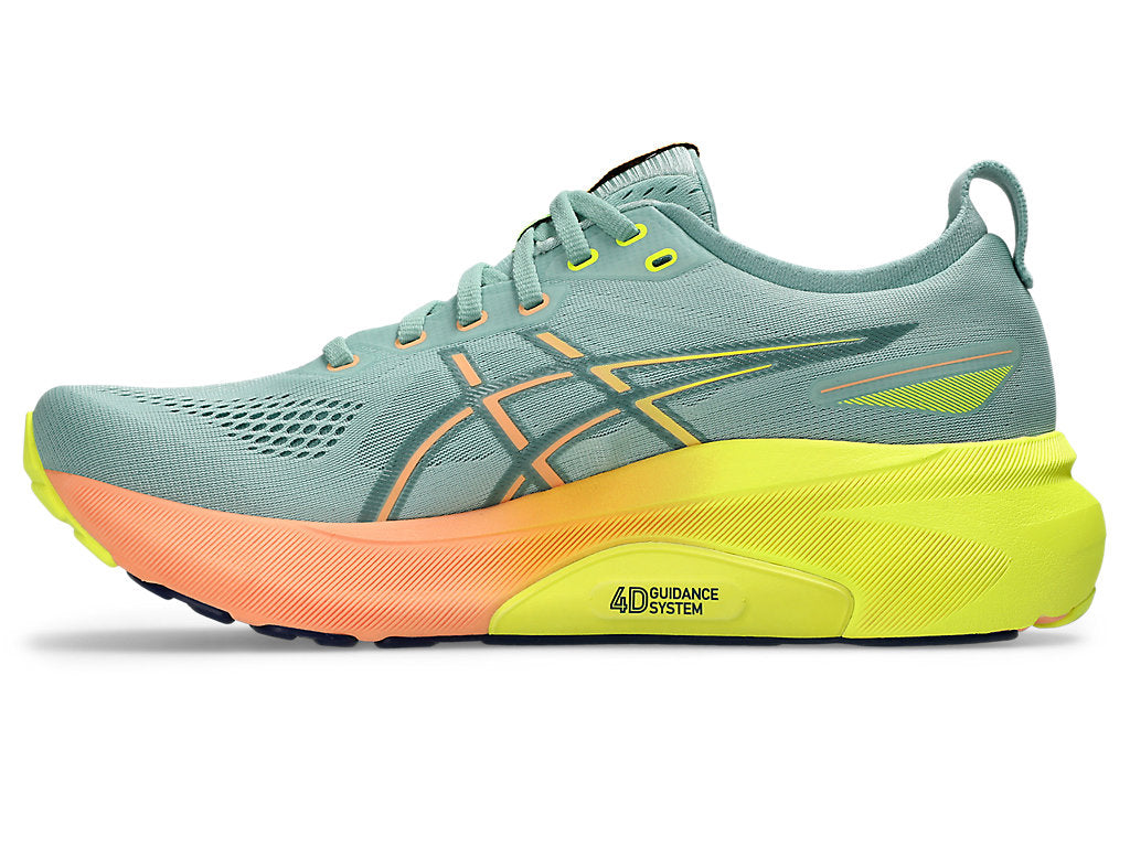 ASICS Gel-Kayano 31 Running Shoes for Men - Light Celadon/Safety Yellow (D Width) | Premium Cushioning & Stability for Road Running, Jogging & Marathon Training