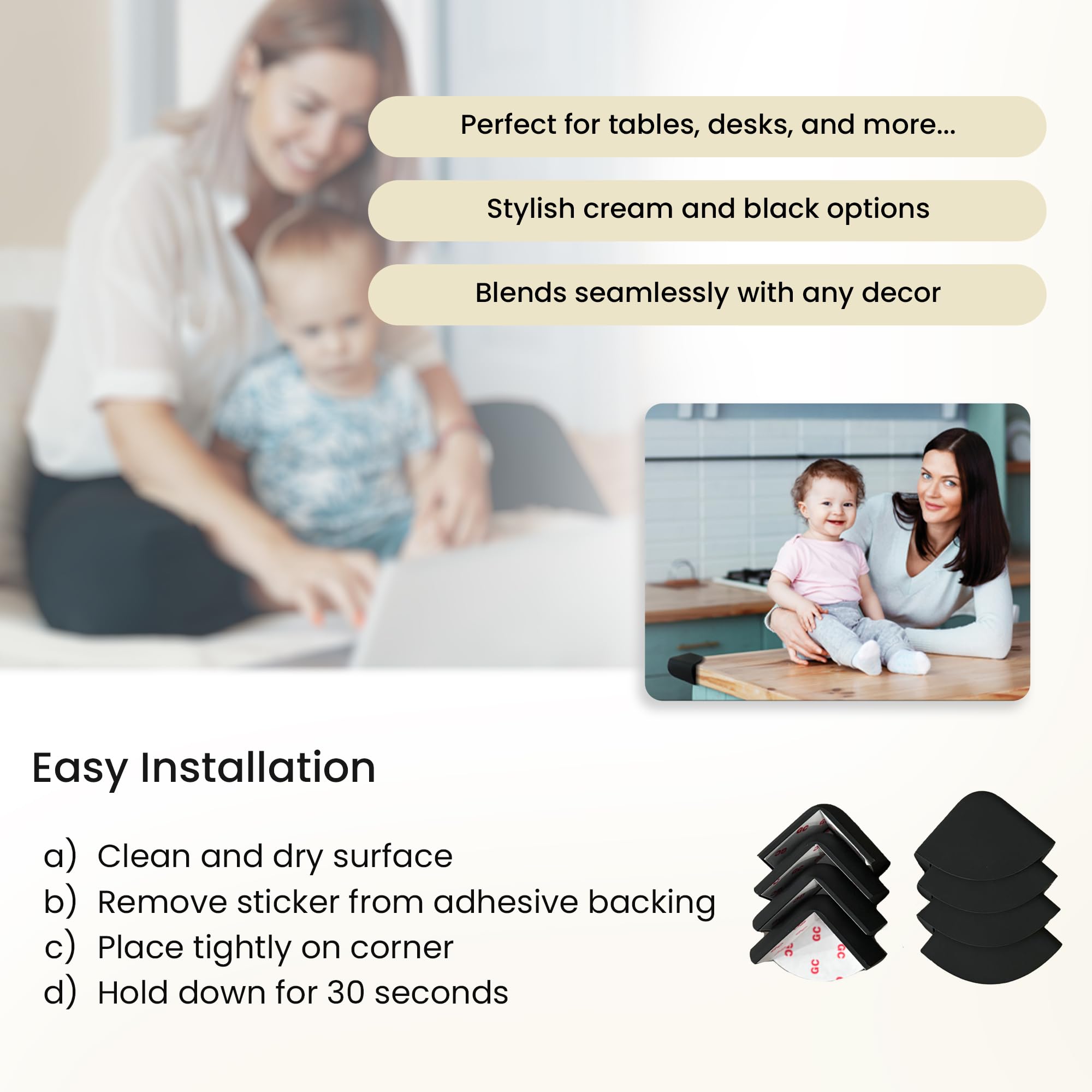 8 Pack Food Grade Silicone Corner Protectors – Extra Thick Baby Proofing Corner Guards for Furniture – Child Safety Corner Bumpers for Home and Office Use