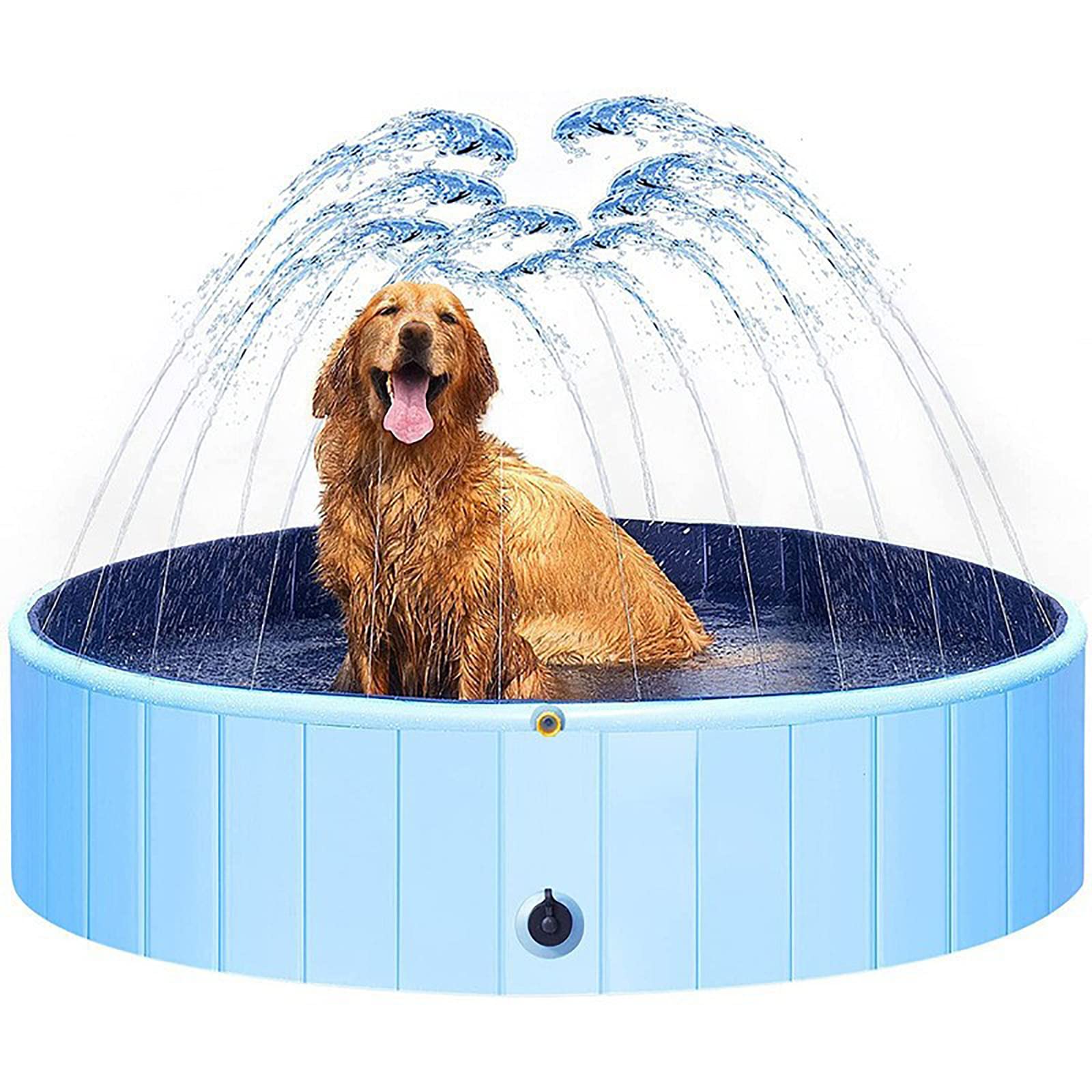 Foldable Pet Pool for Dogs & Cats - Collapsible Dog Wading Pool for Indoor & Outdoor Use - Portable PVC Bathing Tub with Non-Slip Hard Plastic Base (63
