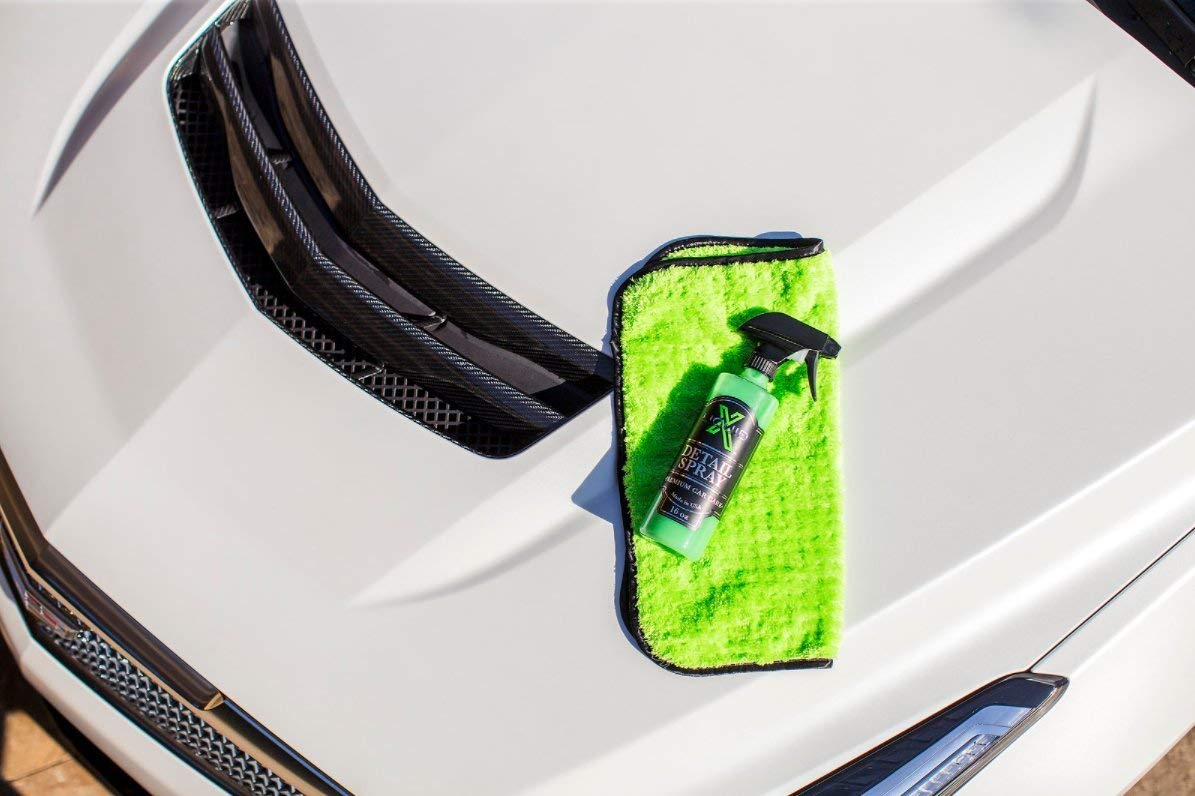 Liquid X Classic Detail Spray Combo - 16oz Car Detailing Spray & Green Xtreme Waffle Weave Microfiber Towels Kit | Premium Auto Detailing Supplies for Cars, Trucks & Motorcycles | Perfect for Shine Enhancement & Paint Protection