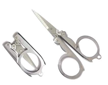 Portable Folding Scissors - Mini Travel Scissors for Home, Office & Camping (Silver) | Compact & Lightweight for Sewing, First Aid & Outdoor Adventures
