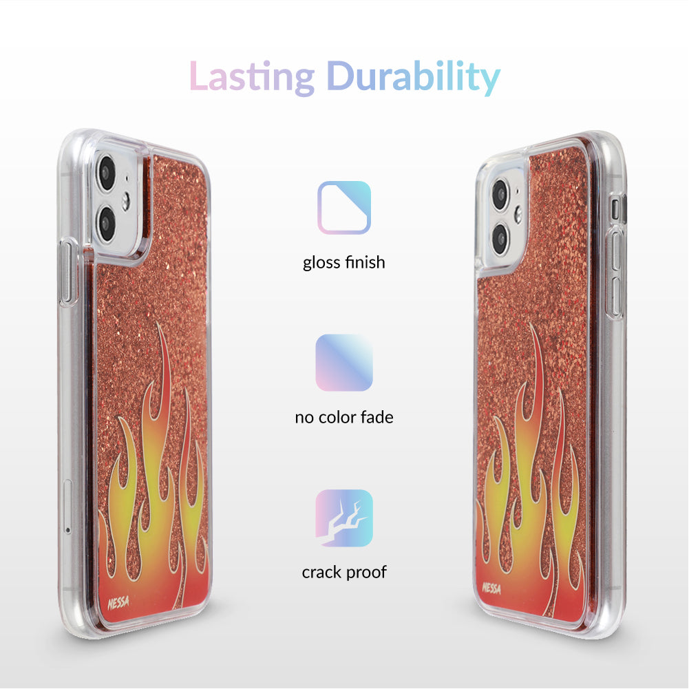 Sparkle Glitter Flames iPhone Case by Nessa - Trendy Protective Phone Cover for iPhone 13/14/15 Pro Max - Perfect for Parties, Concerts & Festivals
