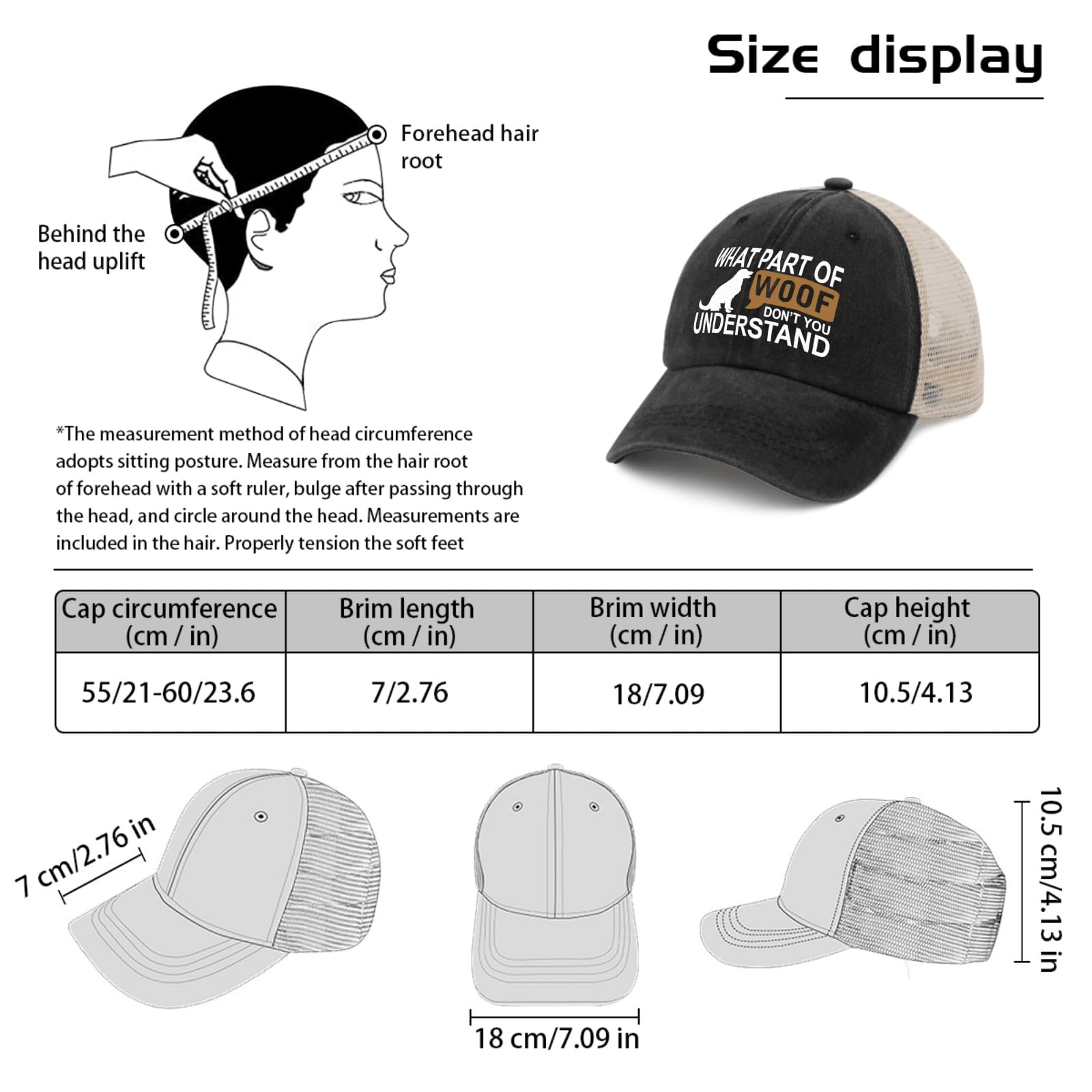 Funny Dog Lover Trucker Hat - All Black Women's Baseball Cap for Camping, Golf, Hiking - Perfect Gift for Female Outdoor Enthusiasts | Great for Adventures, Sports & Casual Wear
