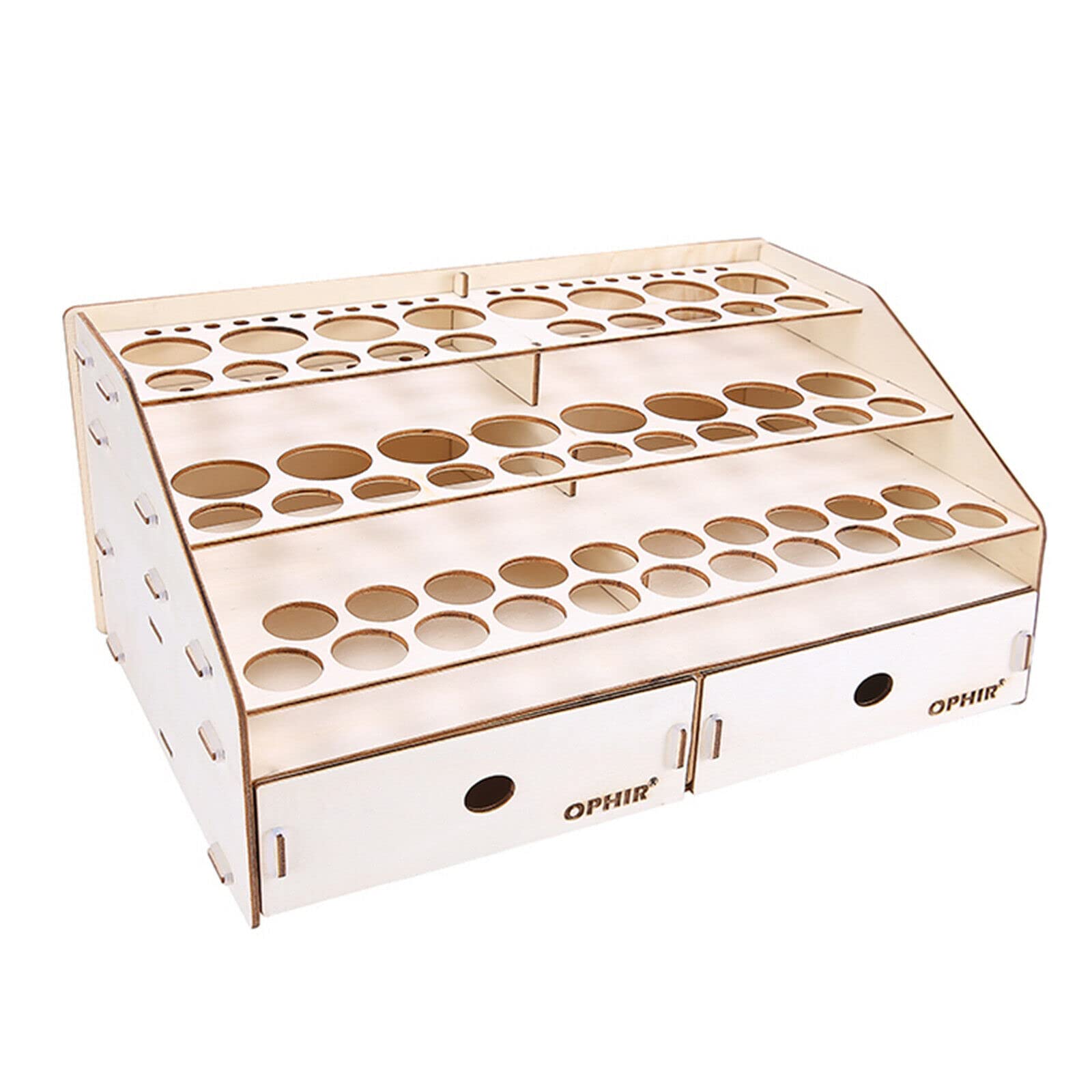 YIYIBYUS Modular Paint Rack Organizer - 80 Hole Wooden Storage Shelf for Pigment Ink Bottles & Art Supplies | Paint Tool Holder with Cabinet | Perfect for Artists, Crafters & DIY Enthusiasts Workspace Organization