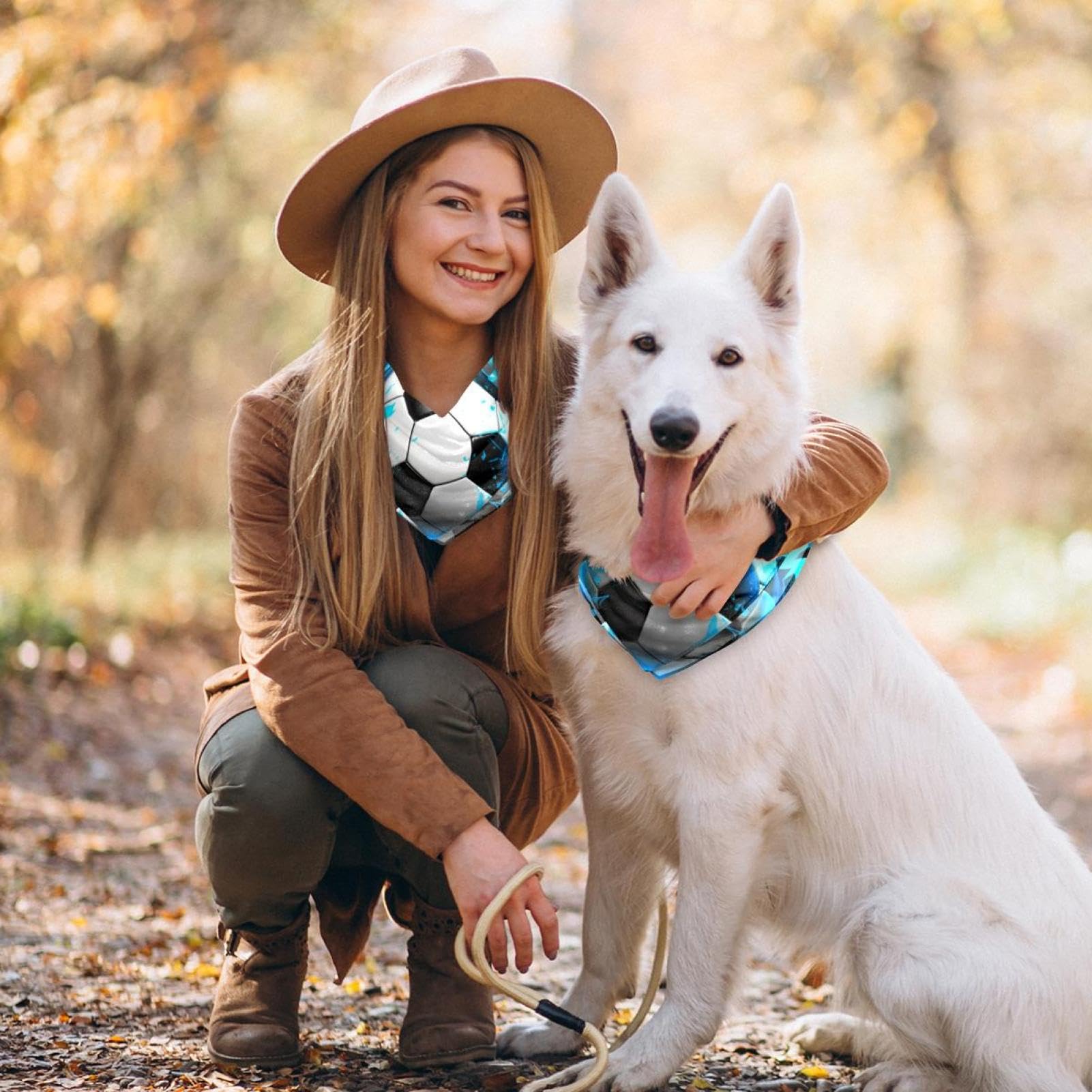 3D Light Wall Football Dog Bandanas - 2-Piece Set for Small, Medium & Large Dogs & Cats | Pet Fashion Accessories for Daily Walks, Parties & Photo Shoots
