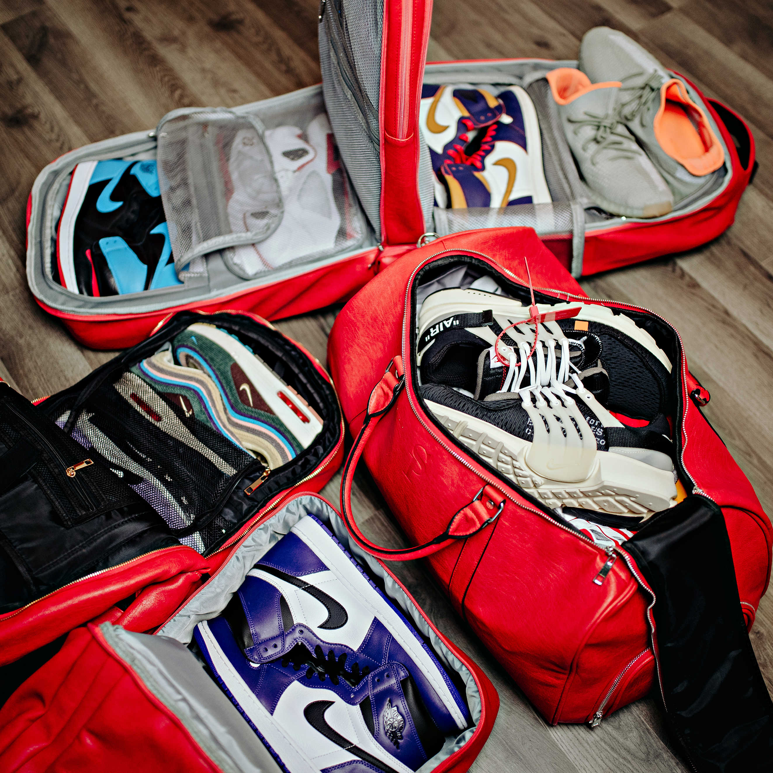 Premium Red Leather Shoe Bag for Size 17 - XL Design with Patent Protection - Perfect for Travel, Storage & Sneaker Collection Organization