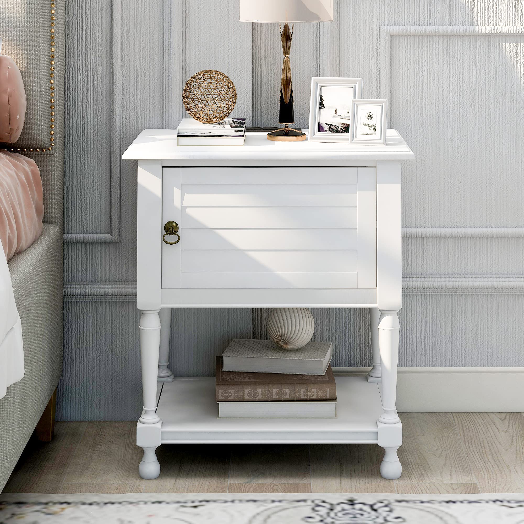 Modern Nightstand with Storage Drawer & Shelf - White Bedside Table for Bedroom, Living Room, Office | Perfect as Sofa Side Table, End Table or Nightstand Cabinet for Small Spaces
