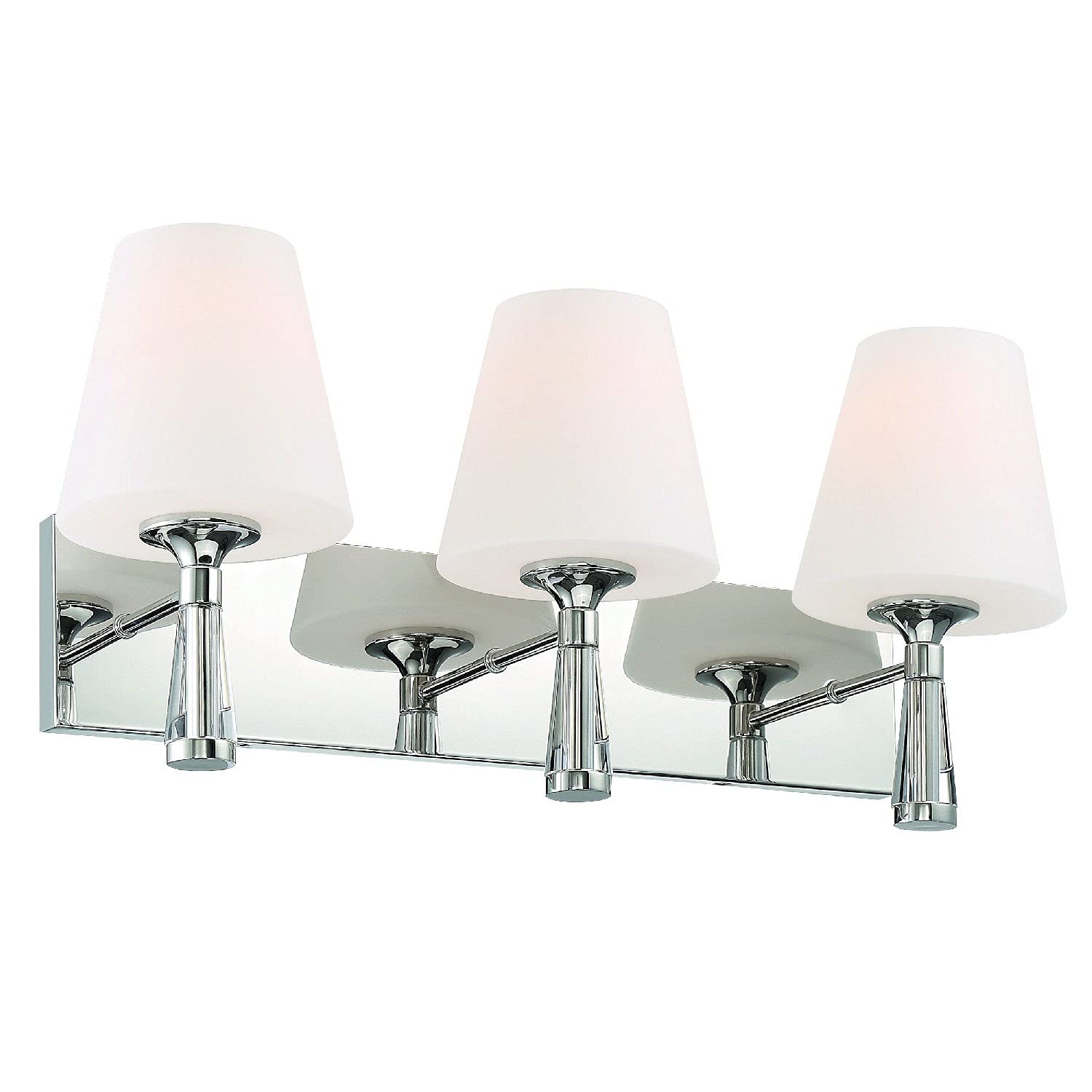 Crystorama Ramsey 3-Light Polished Nickel Bathroom Vanity Light Fixture - Modern Lighting for Bathroom, Powder Room & Dressing Area