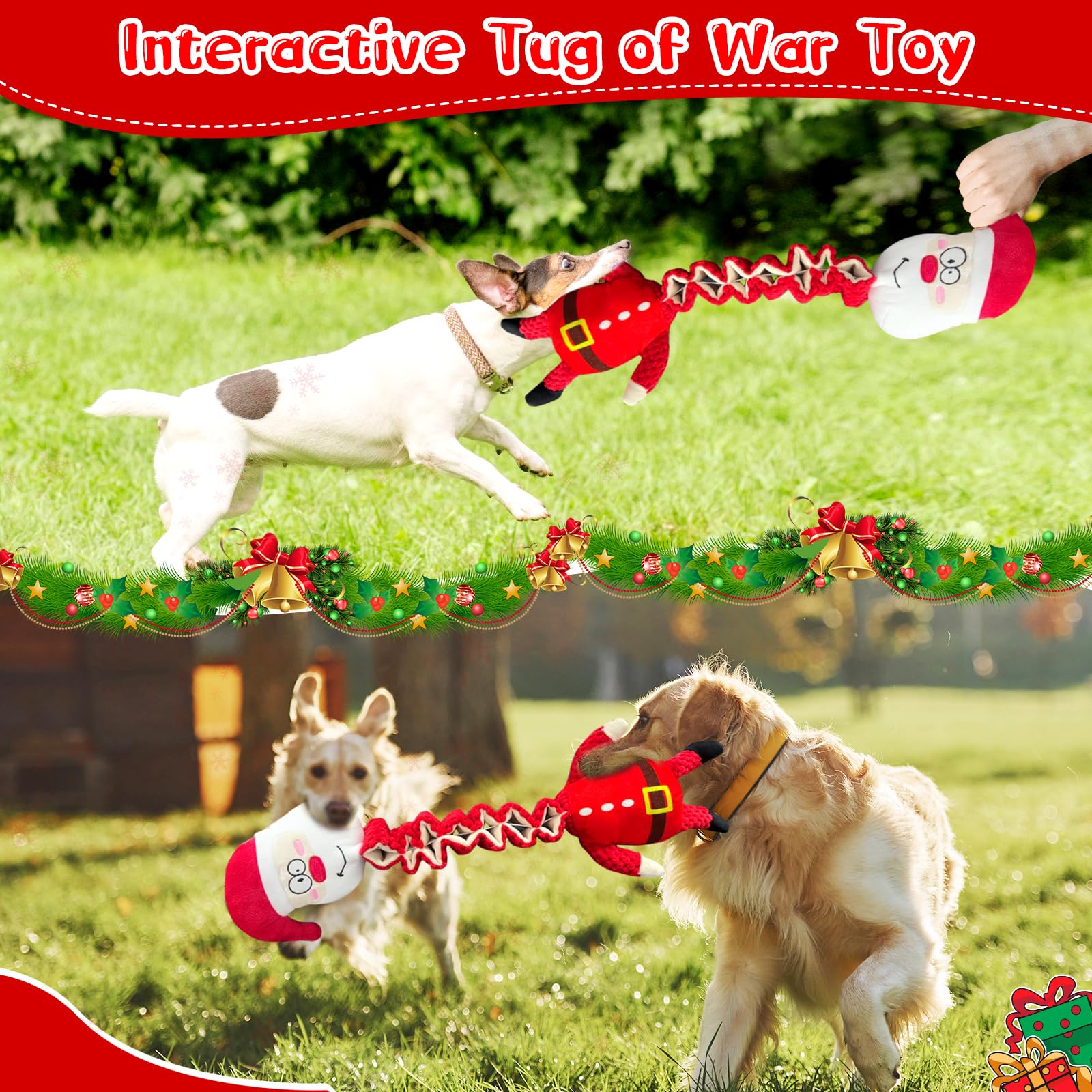Christmas Large Interactive Dog Toys - Squeaky Plush Stuffed Chew Toy for Big Dogs | Durable Santa-Themed Puppy Toys for Small, Medium & Large Breeds | Perfect for Holiday Playtime & Training