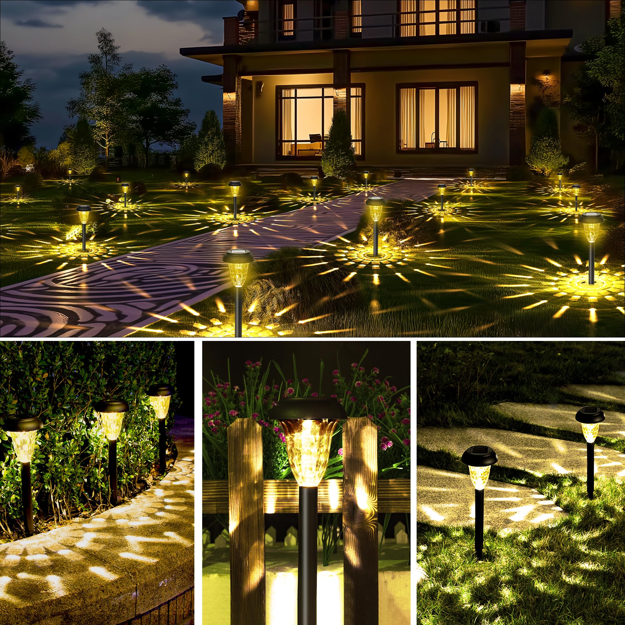 GIGALUMI 12 Pack Solar Pathway Lights Outdoor Waterproof - Warm White Solar Powered Garden Lights for Landscape, Yard, Walkway, Patio Decor | Perfect for Driveway, Backyard, Lawn & Pathway Lighting at Night