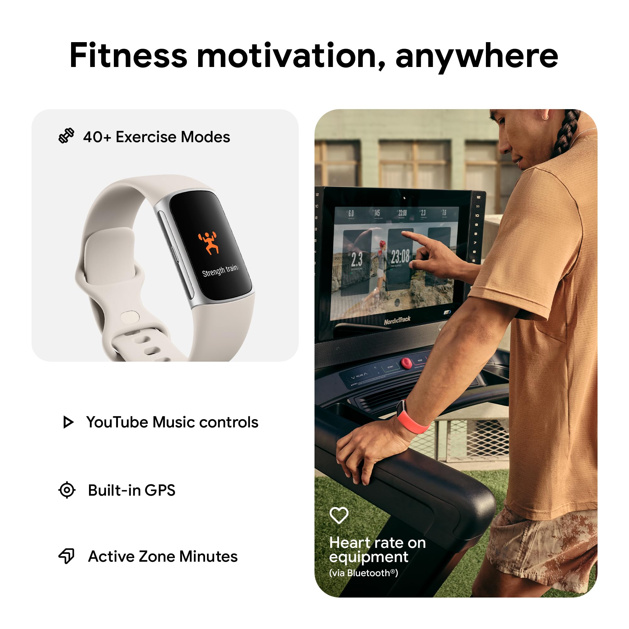 Fitbit Charge 6 Fitness & Health Smartwatch with GPS, Heart Rate Monitor, Google Apps - Includes 6-Month Premium Membership & S/L Bands (Porcelain/Silver) - Perfect for Workouts, Running, Swimming & Daily Activity Tracking